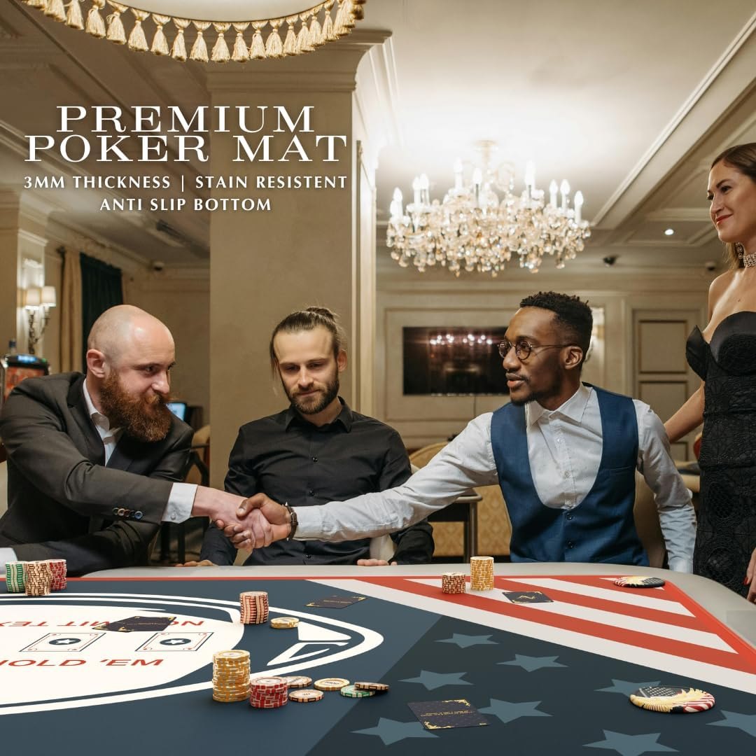 Elil Poker Mat 70"x35"– Folding Poker Table Top, Durable and Portable Poker Table Topper - Non-Slip Backing, Texas Hold'em Poker Mat for Table- Up to 10 Players, Ideal for Home Games and Tournaments — photo 3