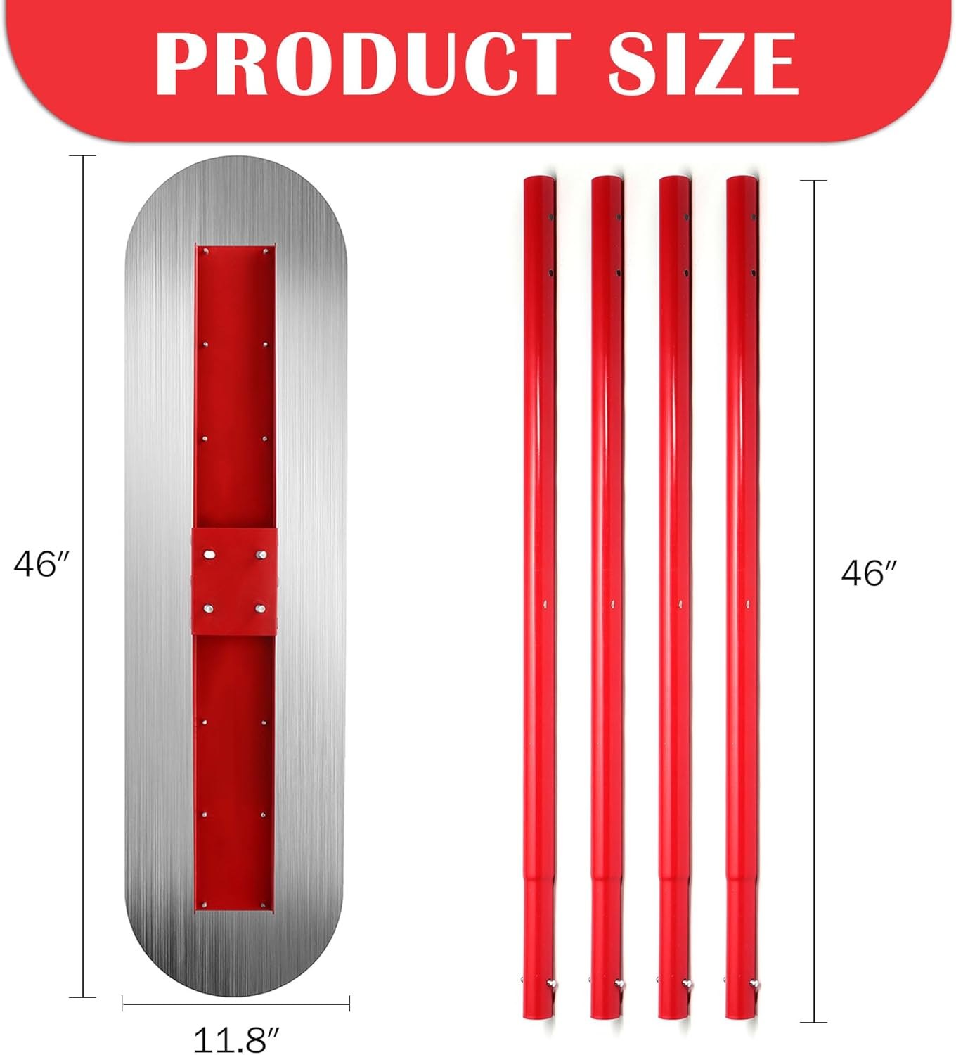 Alamanda Bull Float Aluminum Magnesium Alloy Concrete Float 48"x12",Bull Float Concrete Tool,Concrete Bull Float Kit with 4 Float Handle,Cement Tools Float Bracket Concrete Tool — photo 2
