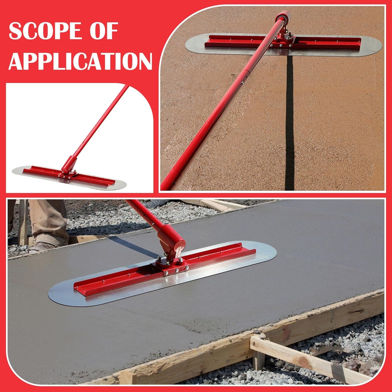 Alamanda Bull Float Aluminum Magnesium Alloy Concrete Float 48"x12",Bull Float Concrete Tool,Concrete Bull Float Kit with 4 Float Handle,Cement Tools Float Bracket Concrete Tool — photo 5