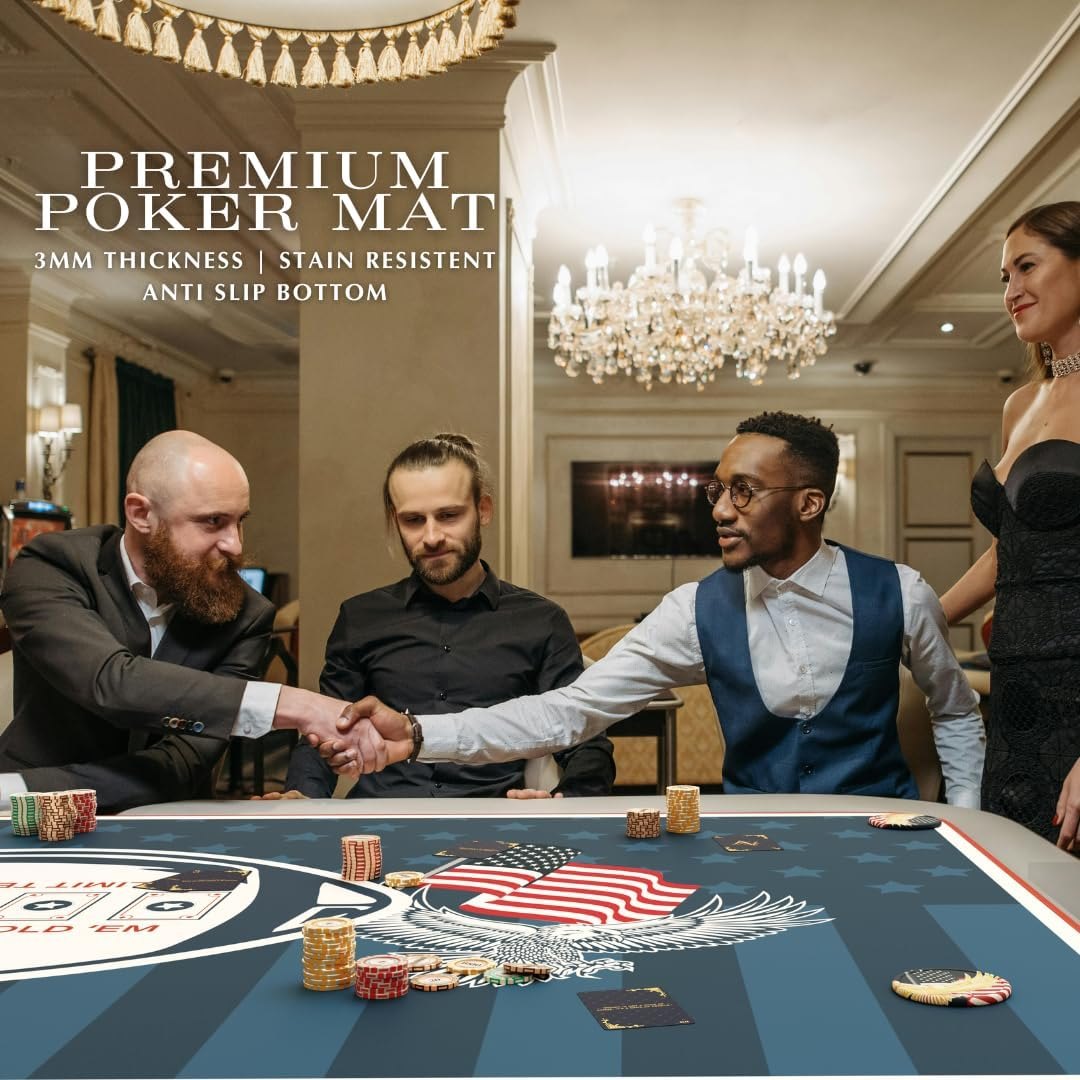 Elil Poker Mat 70"x35"– Folding Poker Table Top, Durable and Portable Poker Table Topper - Non-Slip Backing, Texas Hold'em Poker Mat for Table- Up to 10 Players, Ideal for Home Games and Tournaments — photo 3