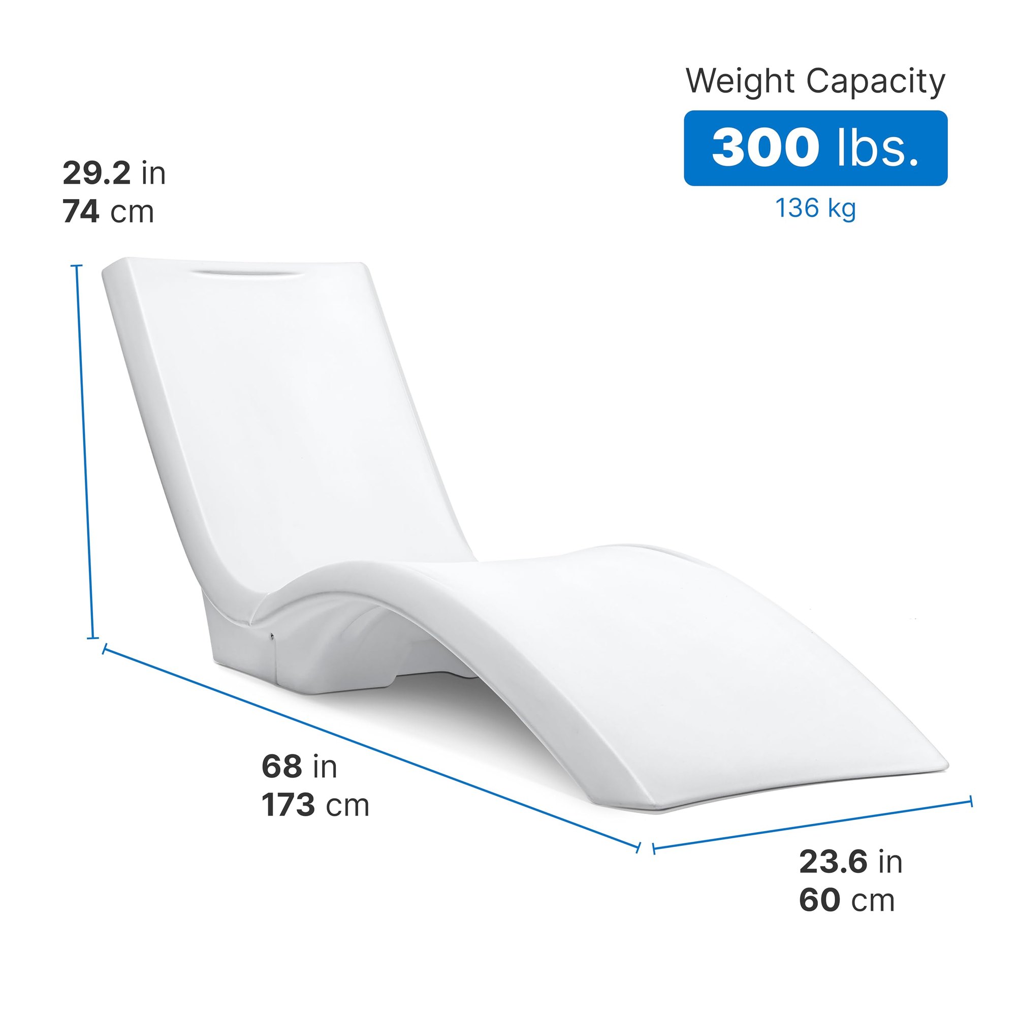 Step2 Vero Pool Lounger, Fade-Resistant, Waterproof Patio Furniture, Pool Lounge Chair for Sun Shelf, Use in Pools with Shelves Up to 9-Inches Deep or Outside Pool Deck, Weighted, White — photo 3