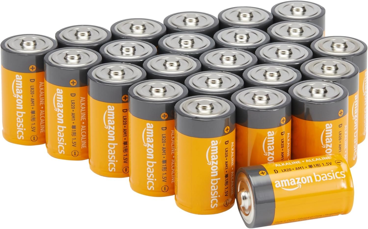 Amazon Basics 24-Pack D Cell Alkaline All-Purpose Batteries, 1.5 Volt, 5-Year Shelf Life 24 Count (Pack of 1)