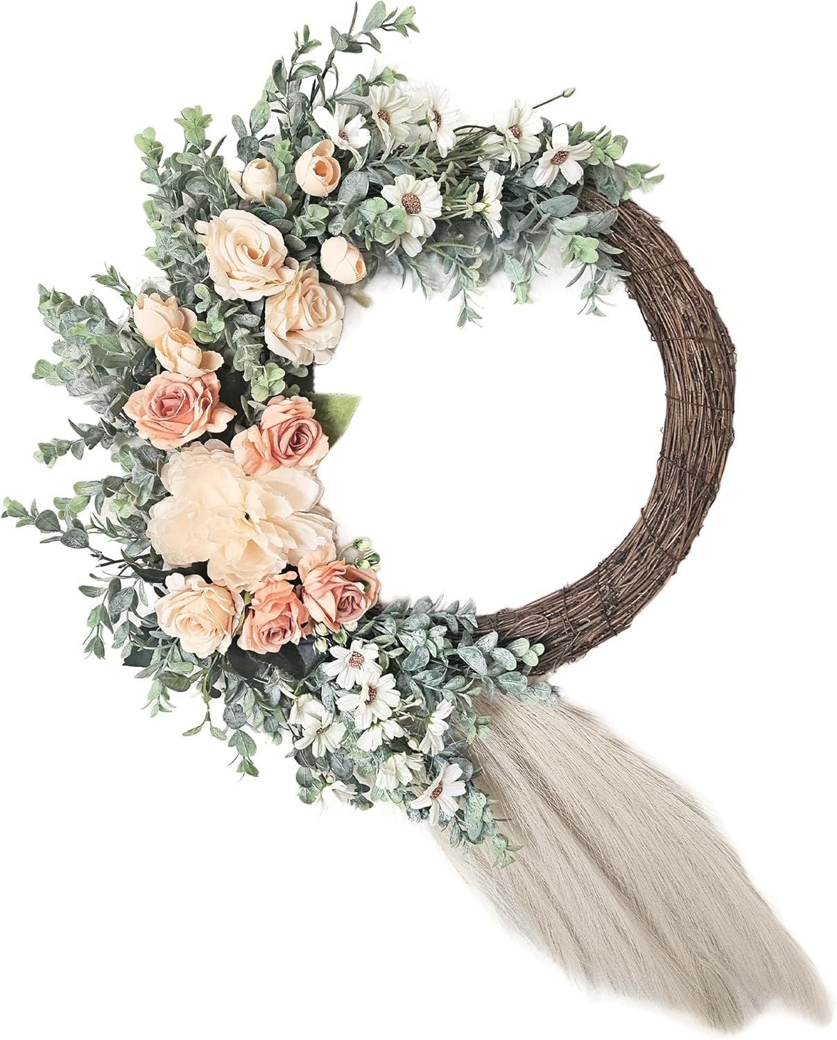 Decorative Front Door Wreath - 20" Rattan Base