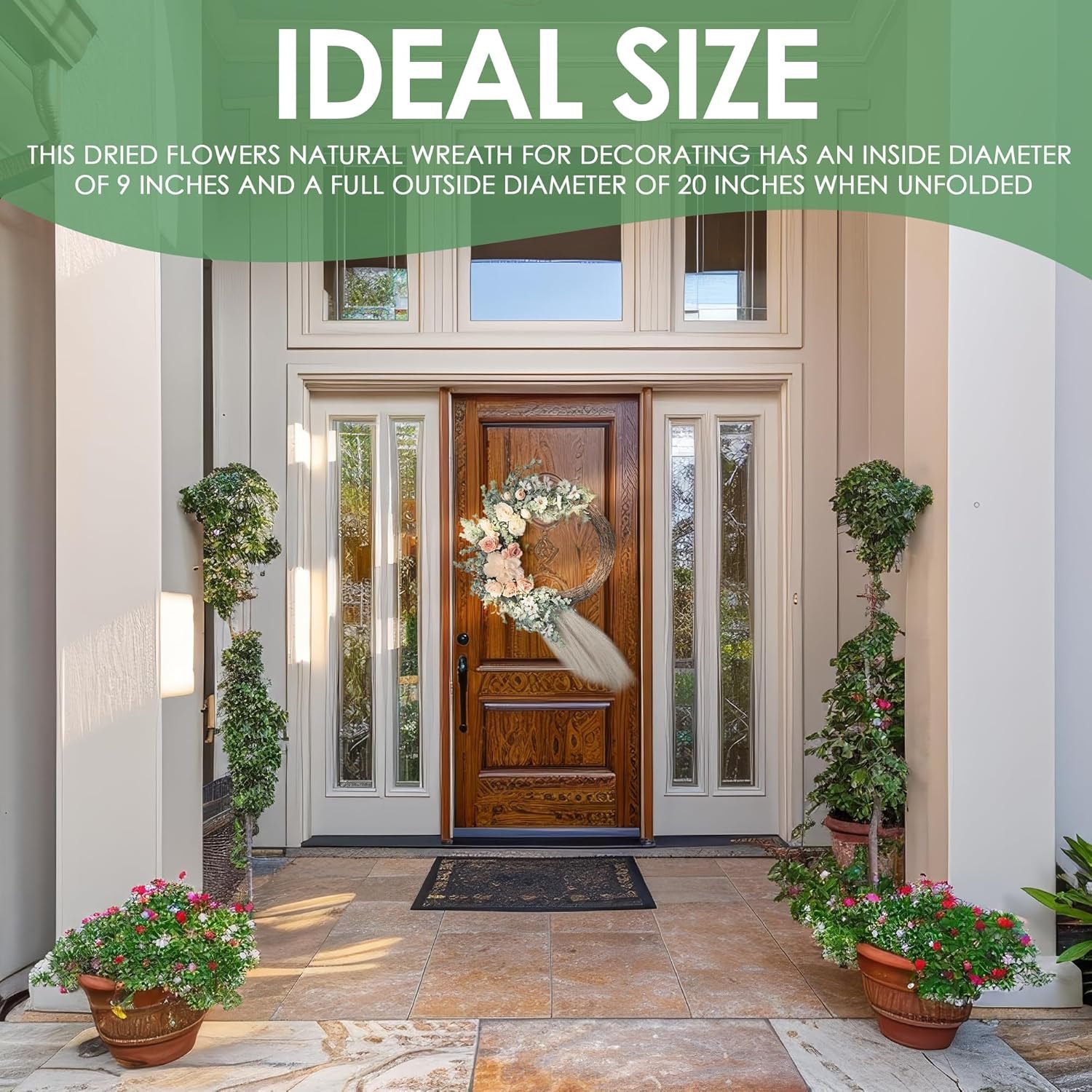 Decorative Front Door Wreath - 20" Rattan Base — photo 6