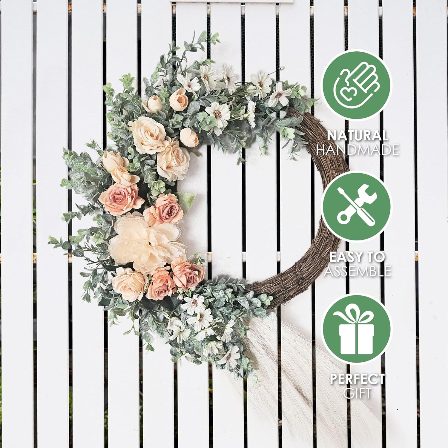Decorative Front Door Wreath - 20" Rattan Base — photo 7