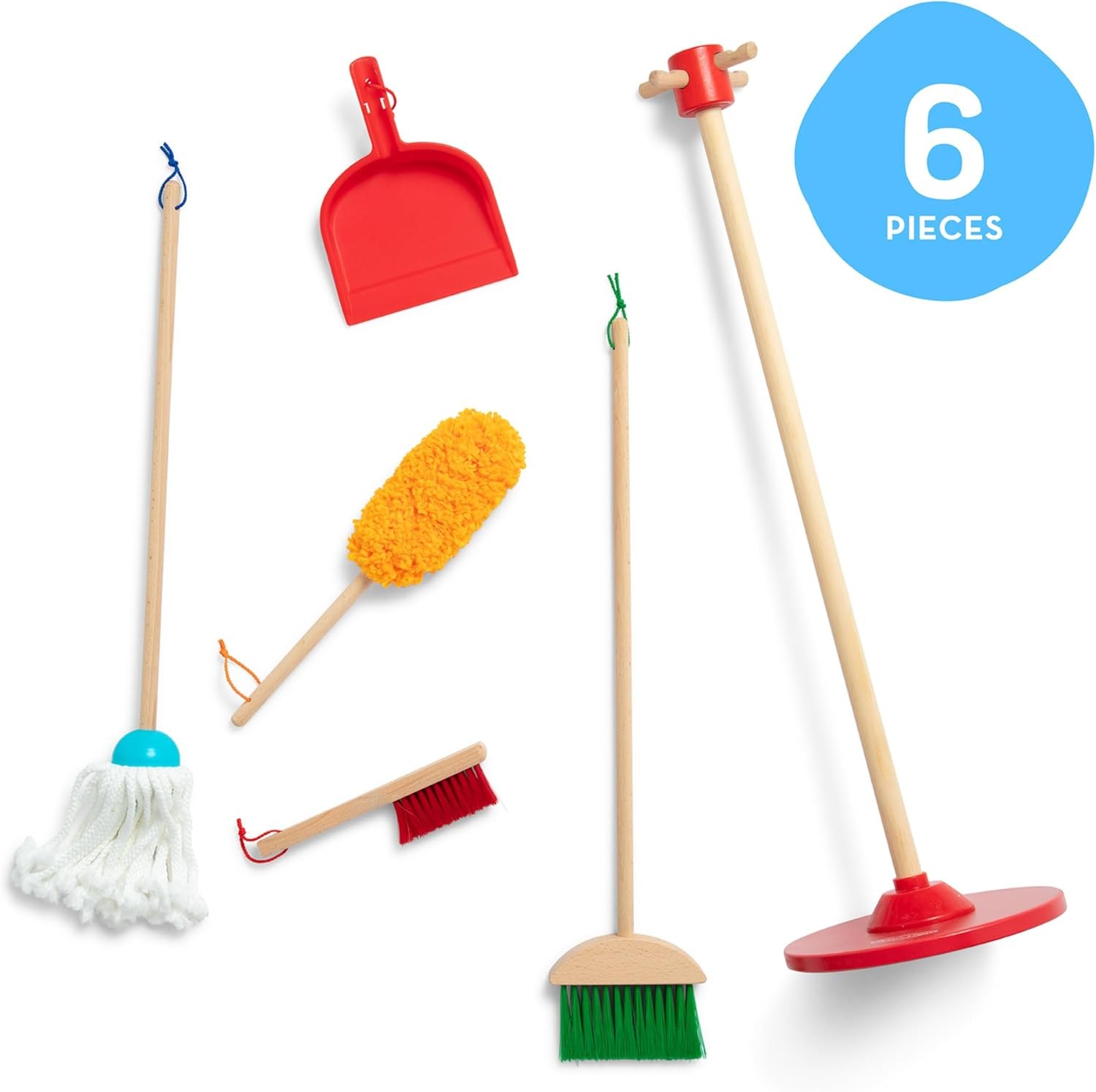 Melissa & Doug Dust Sweep Mop 6-Piece Pretend Play Set, Toddler Toy Cleaning, Pretend Play Home Cleaning, Kids Broom and Mop Set for Ages 3+ Dust! Sweep! Mop! — photo 4