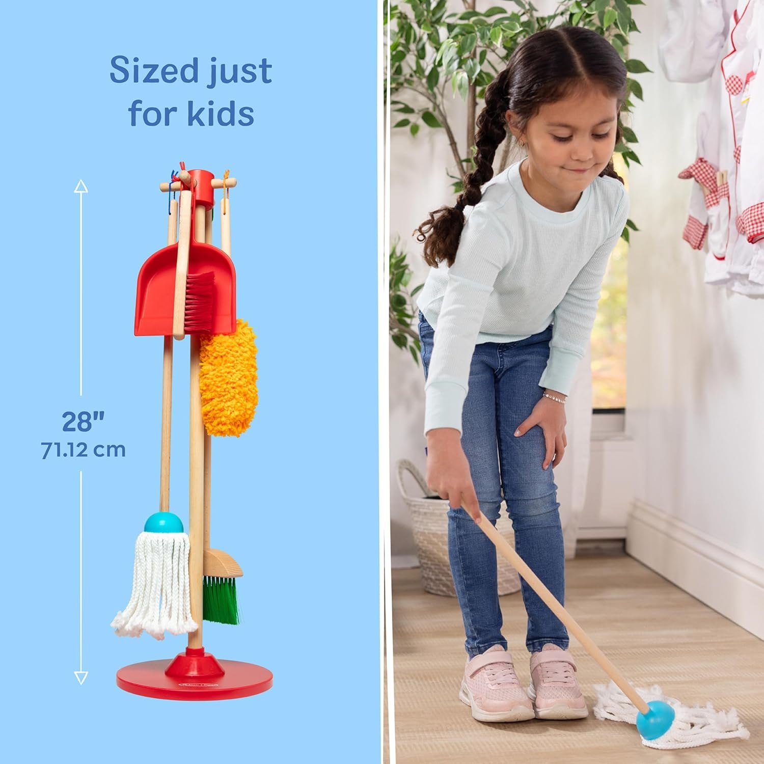 Melissa & Doug Dust Sweep Mop 6-Piece Pretend Play Set, Toddler Toy Cleaning, Pretend Play Home Cleaning, Kids Broom and Mop Set for Ages 3+ Dust! Sweep! Mop! — photo 6