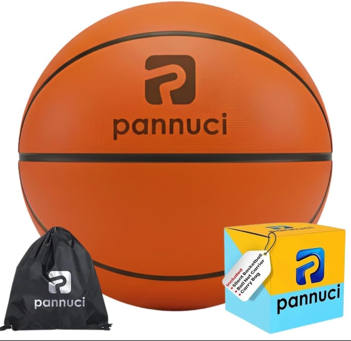 Silent Basketball Size 7 (29.5") – Grooved Airless Foam Basketball for Quiet Dribbling and Indoor Training, Pro PU Material, Real Feel Higher Bounce Quieter - Not Vacuum Shipped Item Location: NSH-WALL-14