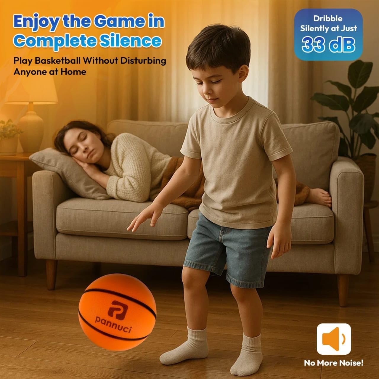 Silent Basketball Size 7 (29.5") – Grooved Airless Foam Basketball for Quiet Dribbling and Indoor Training, Pro PU Material, Real Feel Higher Bounce Quieter - Not Vacuum Shipped Item Location: NSH-WALL-14 — photo 4