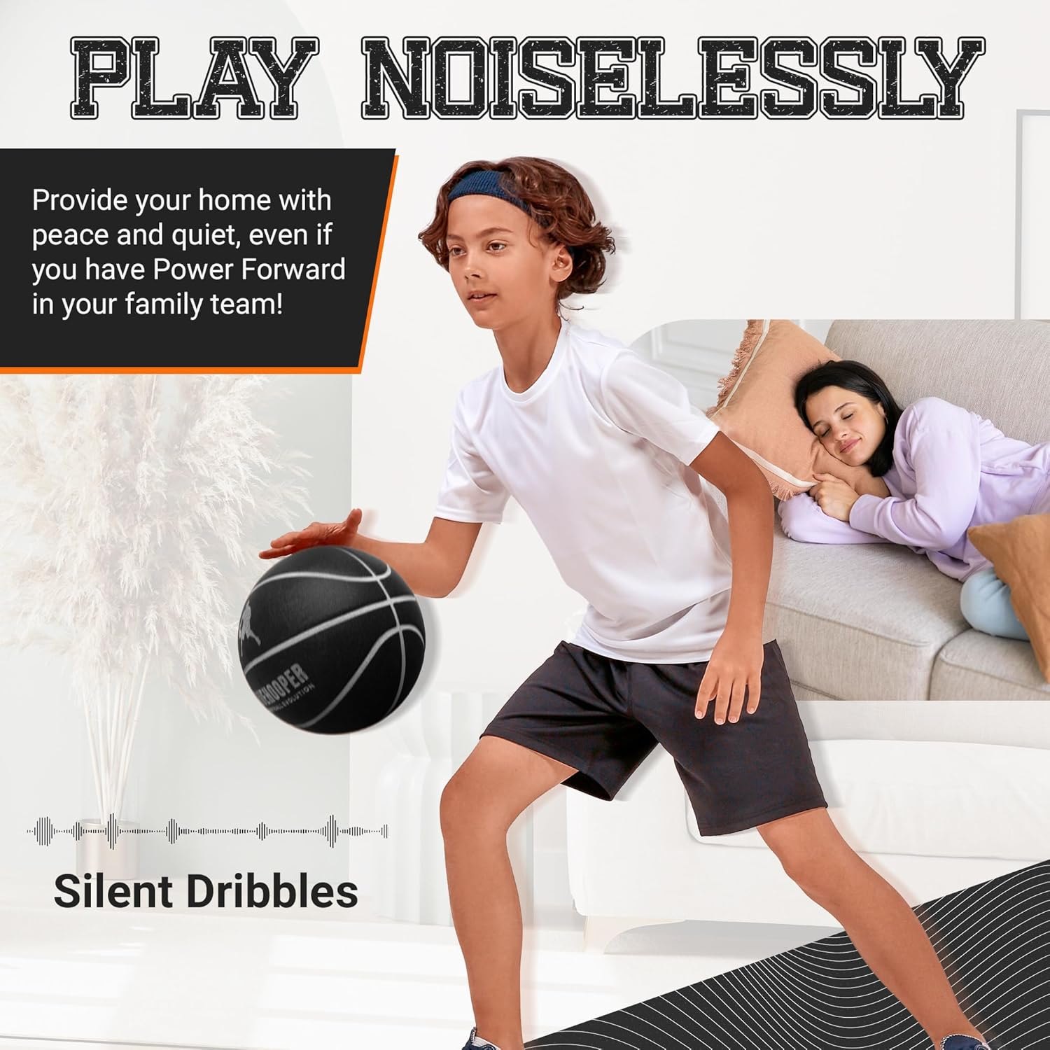 Silent Basketball – Indoor Basketball (PRO Version) - Grooved Foam Basketball for Quiet Dribbling and Indoor Training – Higher Bounce Noiseless Basketball - Non-Deforming Packaging — photo 2