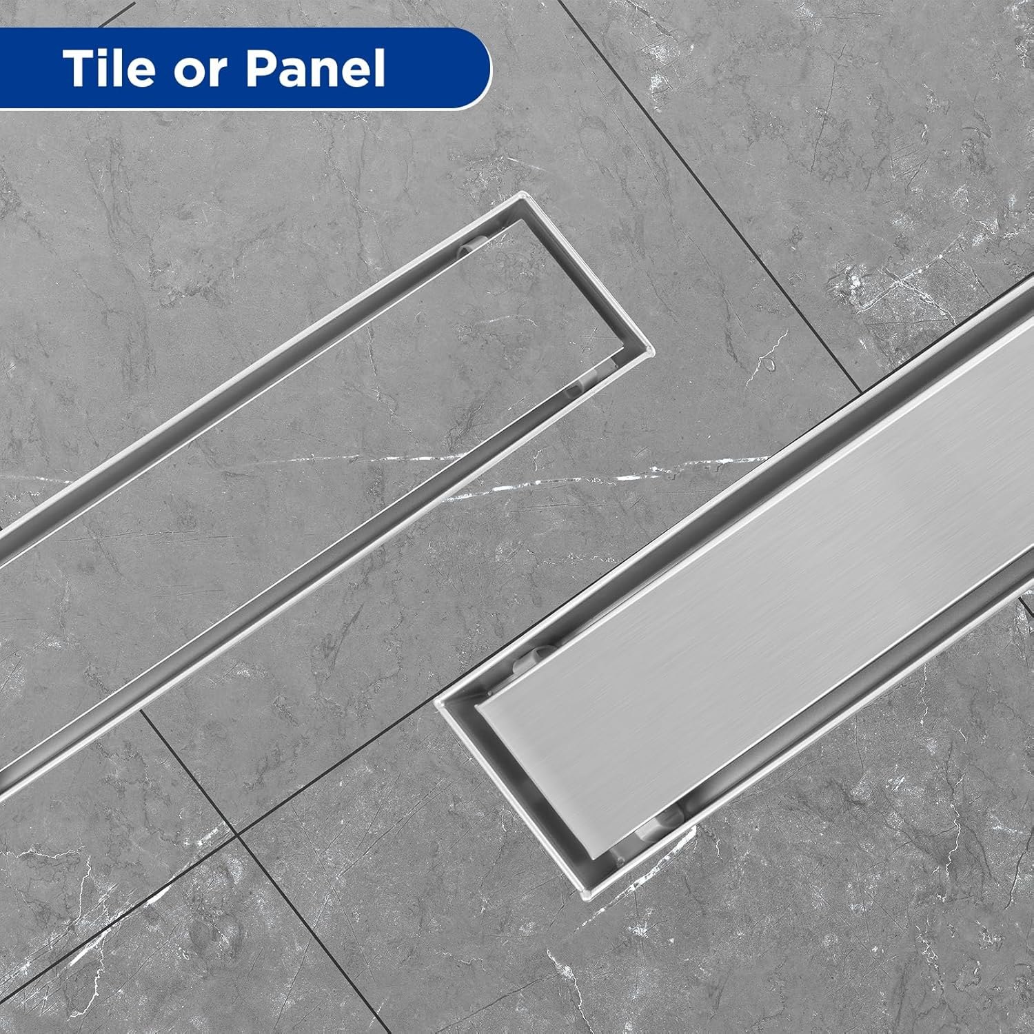 Linear Shower Drain, Shower Drain 12 inch with Removable Grate Cover, Professional Brushed 304 Stainless Steel, Shower Drain with Hair Catcher and Leveling Feet Brushed Nickel 12In — photo 2
