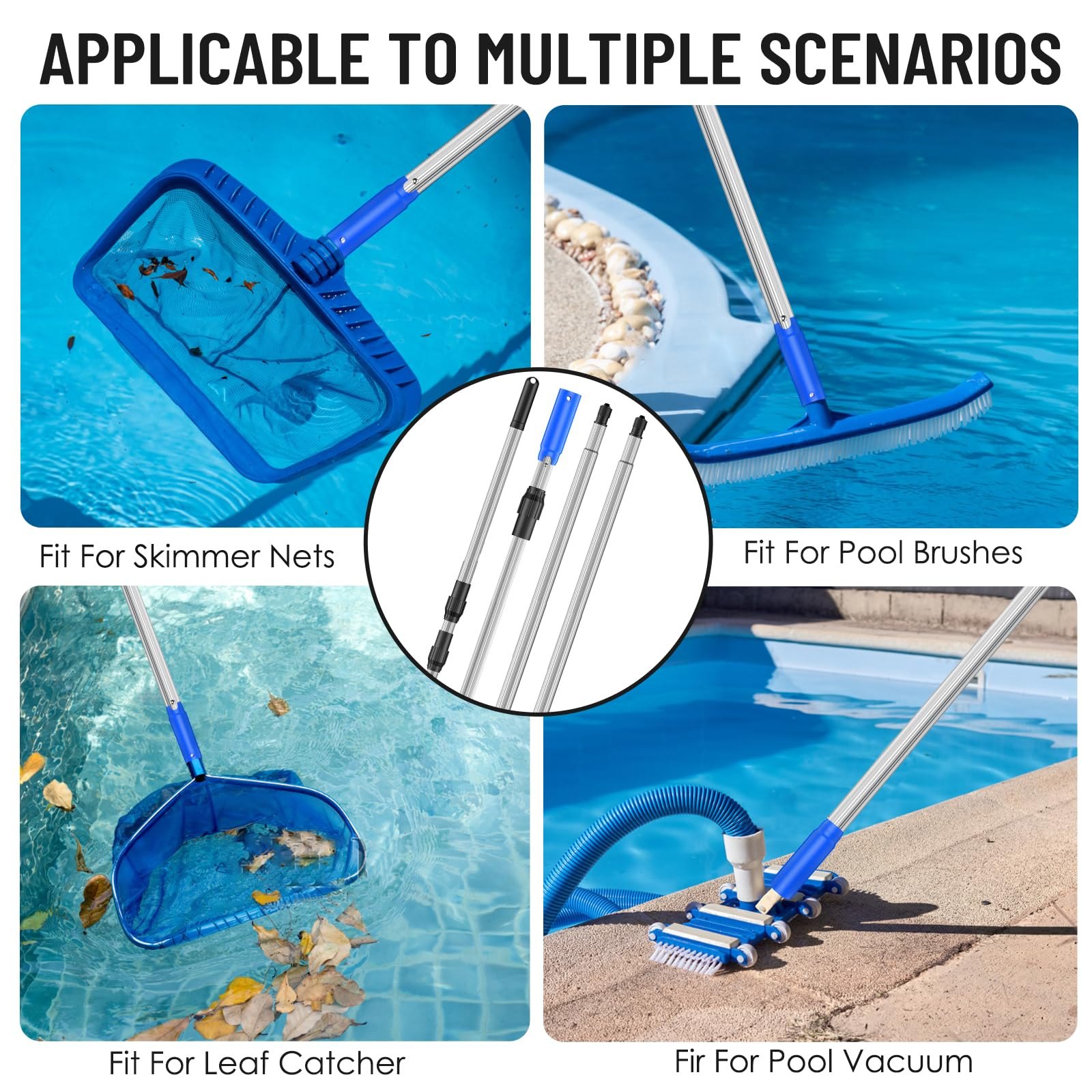 TOPDING & HZ Professional 15.2 Foot Pool Pole Telescoping Swimming Pool Cleaning Poles,Adjustable Telescopic Pole for Skimmer Net,Brush,Vacuum Heads — photo 6