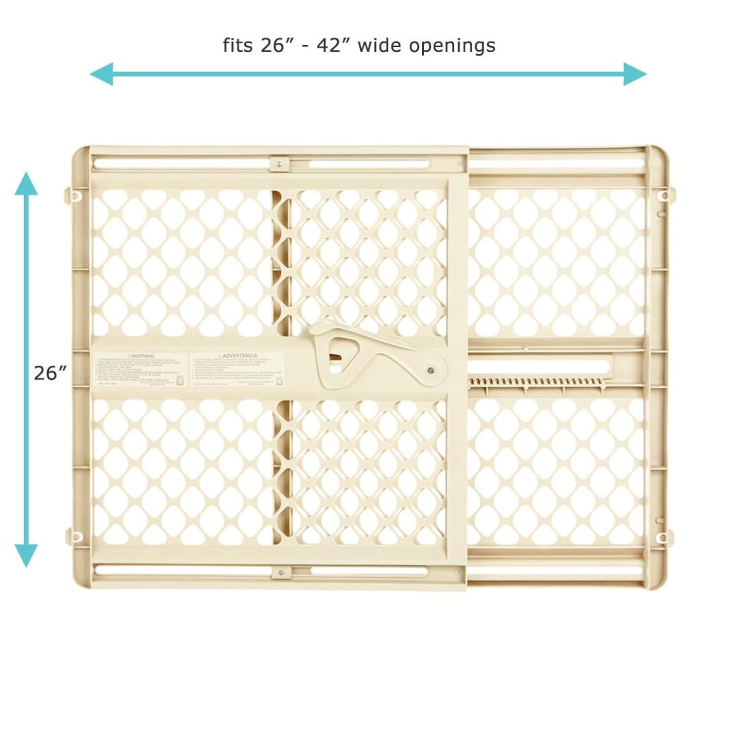 Toddleroo by North States - Supergate Ergo Baby Gate: Plastic Baby Gate for Stairs & Doorways - Adjustable Indoor Safety Gate - Made in USA - 26 to 42 Inches Wide - 26 Inches Tall - Ivory — photo 3
