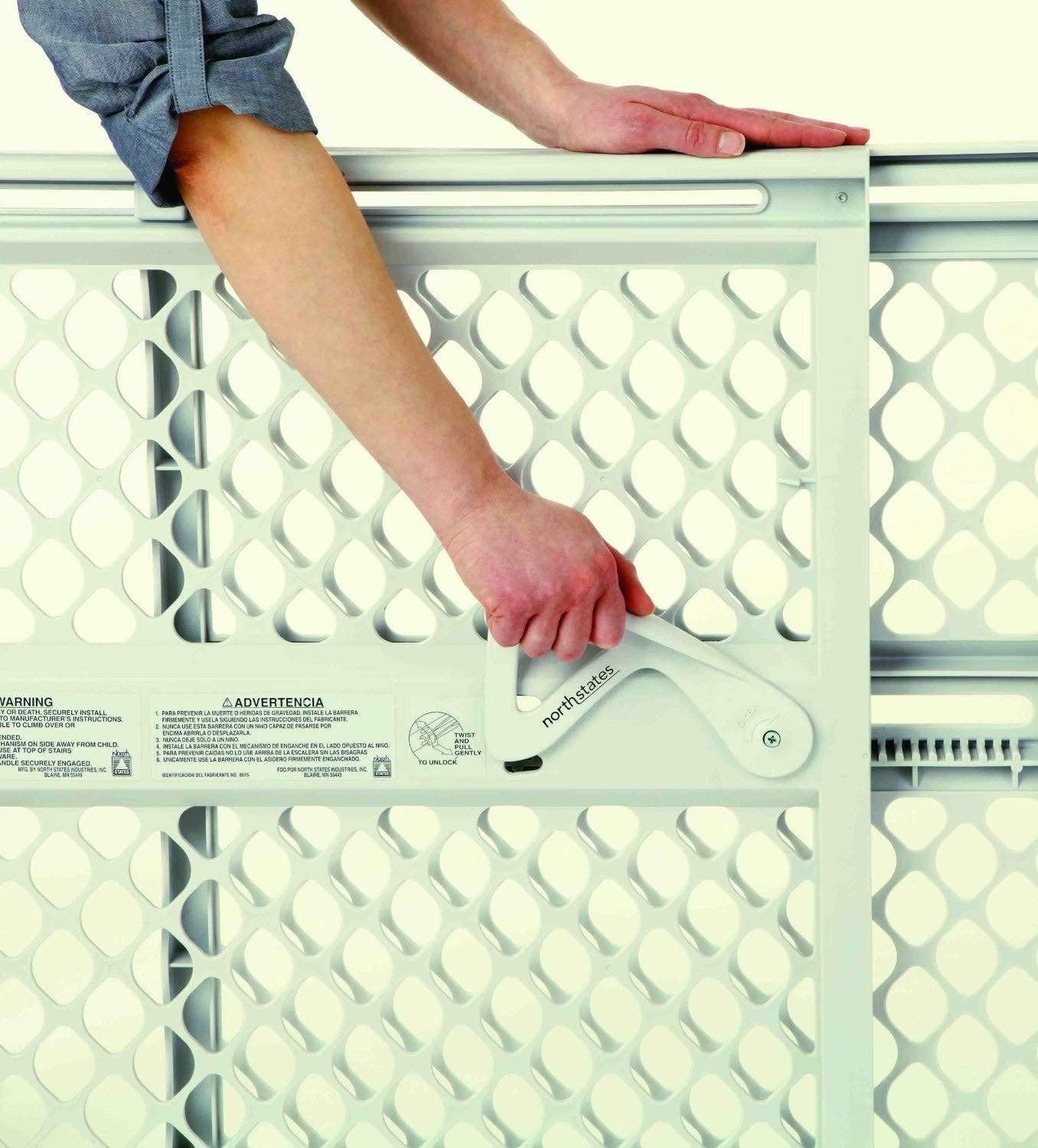 Toddleroo by North States - Supergate Ergo Baby Gate: Plastic Baby Gate for Stairs & Doorways - Adjustable Indoor Safety Gate - Made in USA - 26 to 42 Inches Wide - 26 Inches Tall - Ivory — photo 6