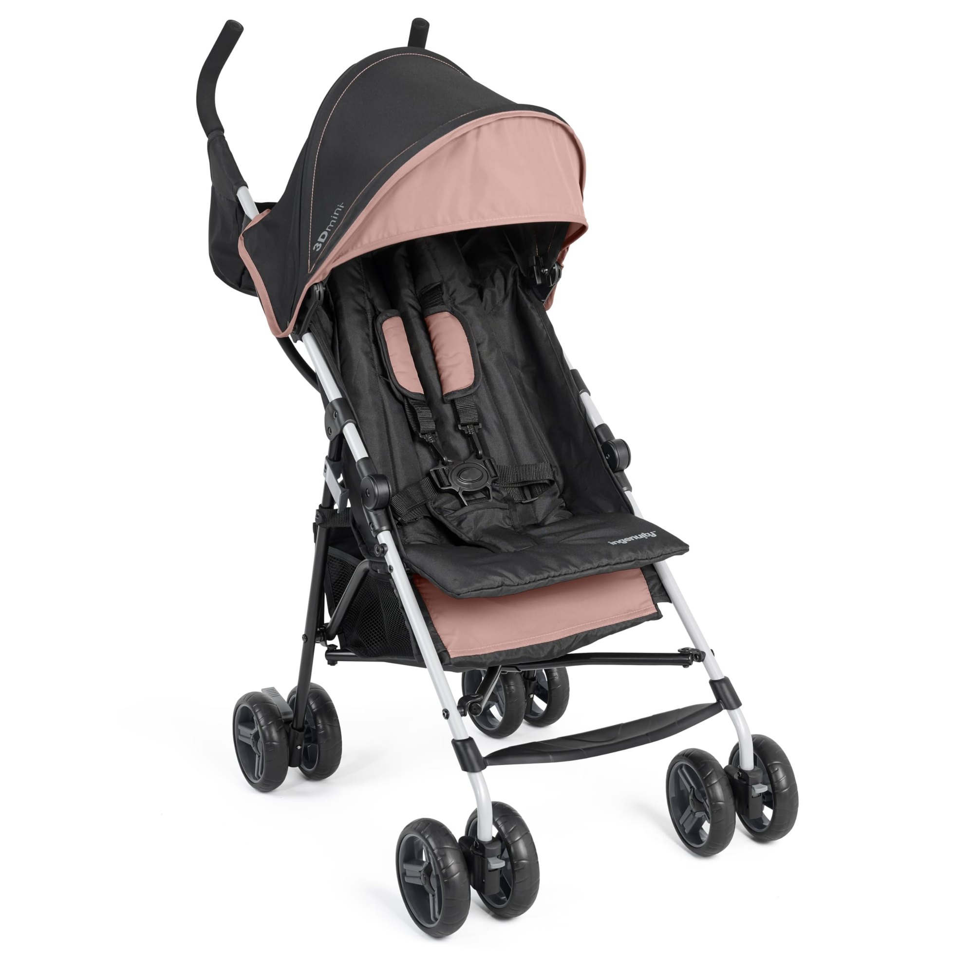Summer by Ingenuity 3D Mini Convenience Stroller – Lightweight Stroller, Compact Fold, Multi-Position Recline, Canopy with Pop Out Sun Visor and More – Umbrella Stroller for Travel, Dusty Rose Pink