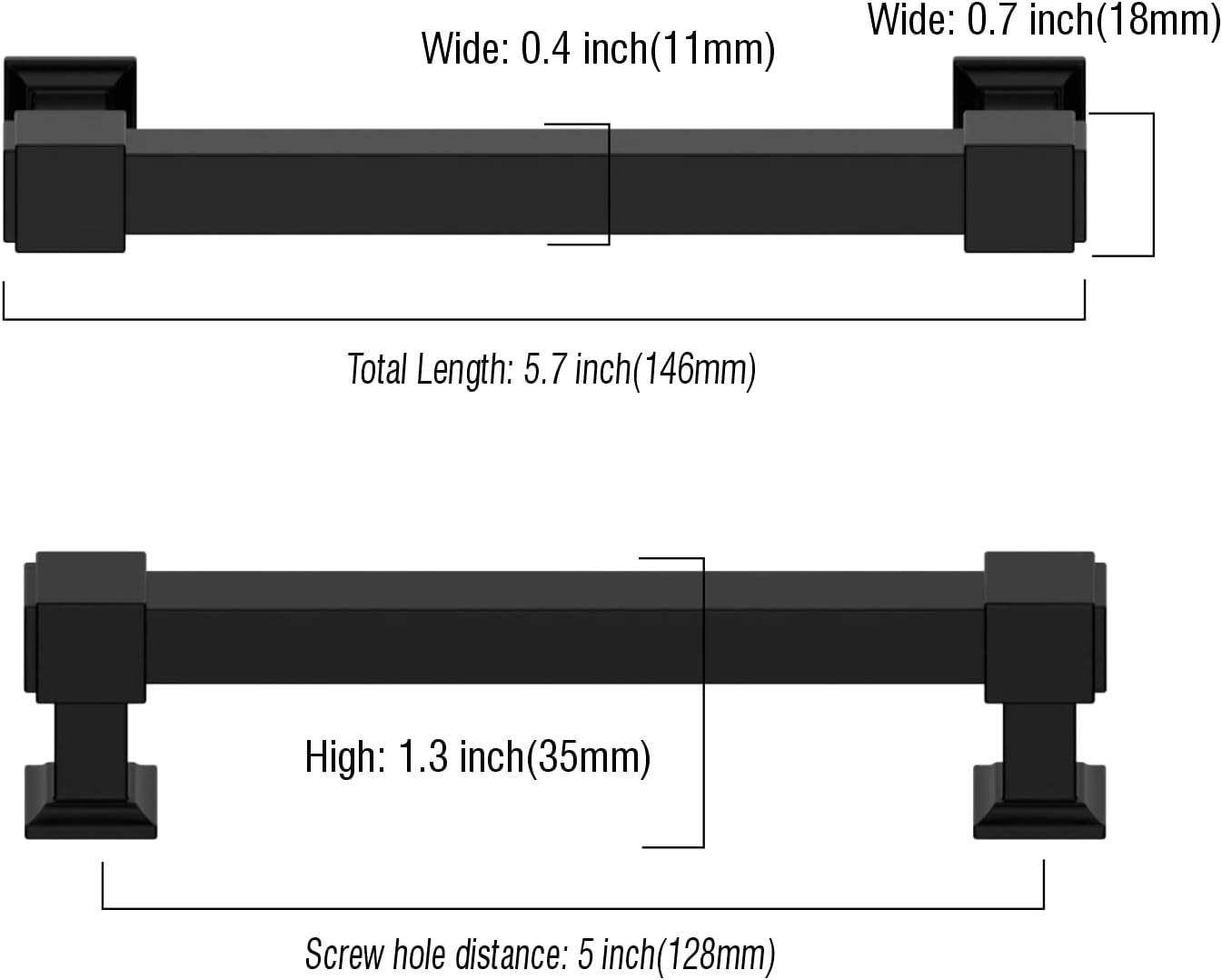 Asidrama 10 Pack 5 Inch(128mm) Matte Black Cabinet Pulls Cabinet Handles Cupboard Handles Kitchen Cabinet Hardware for Cupboard Drawer Handles Dresser Pulls — photo 3