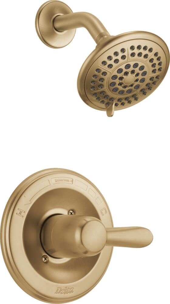 Delta Faucet Lahara 14 Series Single-Handle Shower Faucet, Shower Trim Kit with 5-Spray Touch-Clean Shower Head, Champagne Bronze T14238-CZ (Valve Not Included)