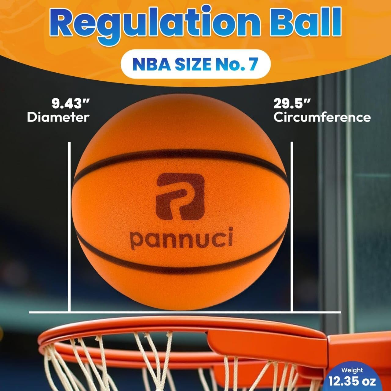 Silent Basketball Size 7 (29.5") – Grooved Airless Foam Basketball for Quiet Dribbling and Indoor Training, Pro PU Material, Real Feel Higher Bounce Quieter - Not Vacuum Shipped Item Location: NSH-WALL-17 — photo 2