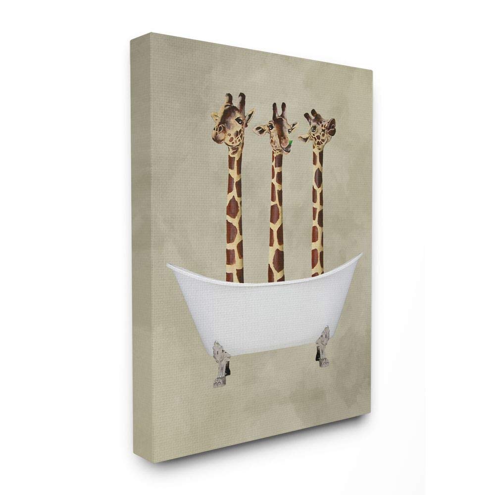 Stupell Industries Three Giraffes In A Bathtub Stretched Canvas Wall Art, 16 x 1.5 x 20, Multi-Color Item Location: NSH-16-11-01