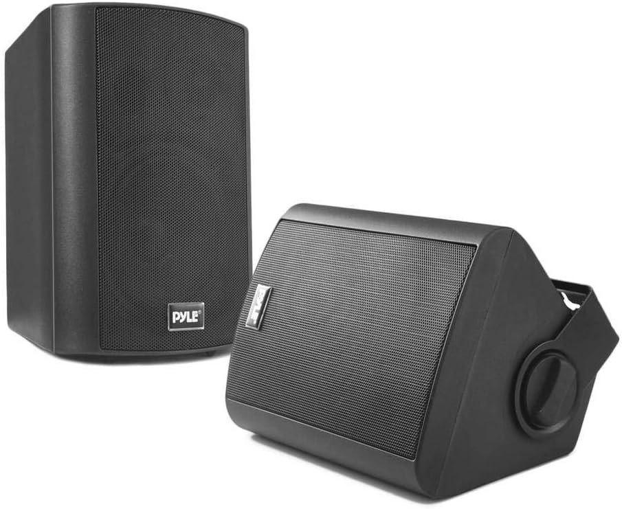 Pyle Audio Wall Mount 6.5 Inch Waterproof Bluetooth Indoor and Outdoor Speaker System Pair with Built In Digital Amplifier, Black