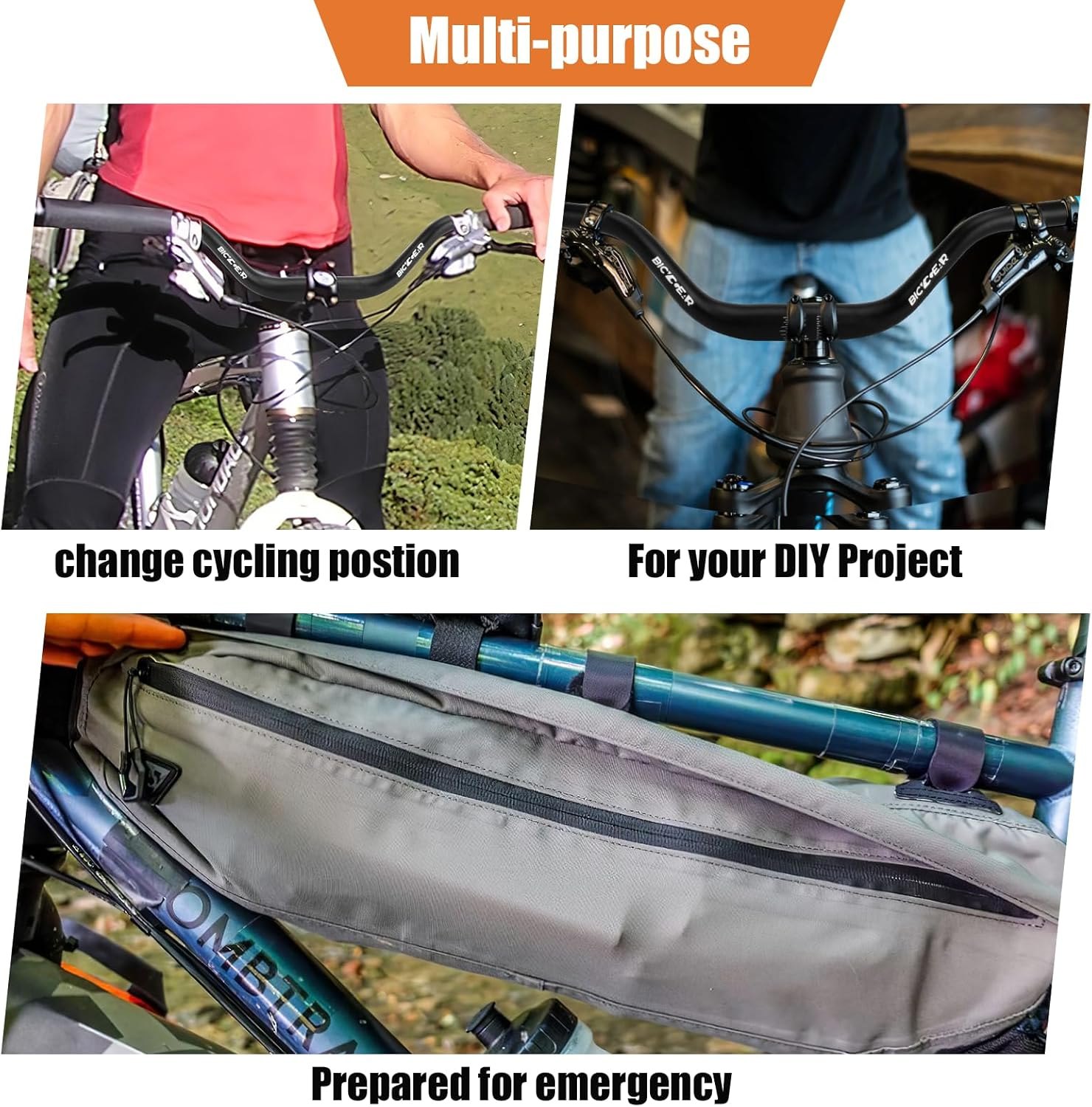 25.4 Mountain Bike Handlebar 640mm, 100mm Rise Bicycle Handlebar 10° Backsweep Aluminum Riser Handle Bars for E Bike, Dirt, Fixie Gear, Motorcycle, BMX, Cruiser, MTB, 1 inch 25.4 x 640mm (100mm rise) — photo 4