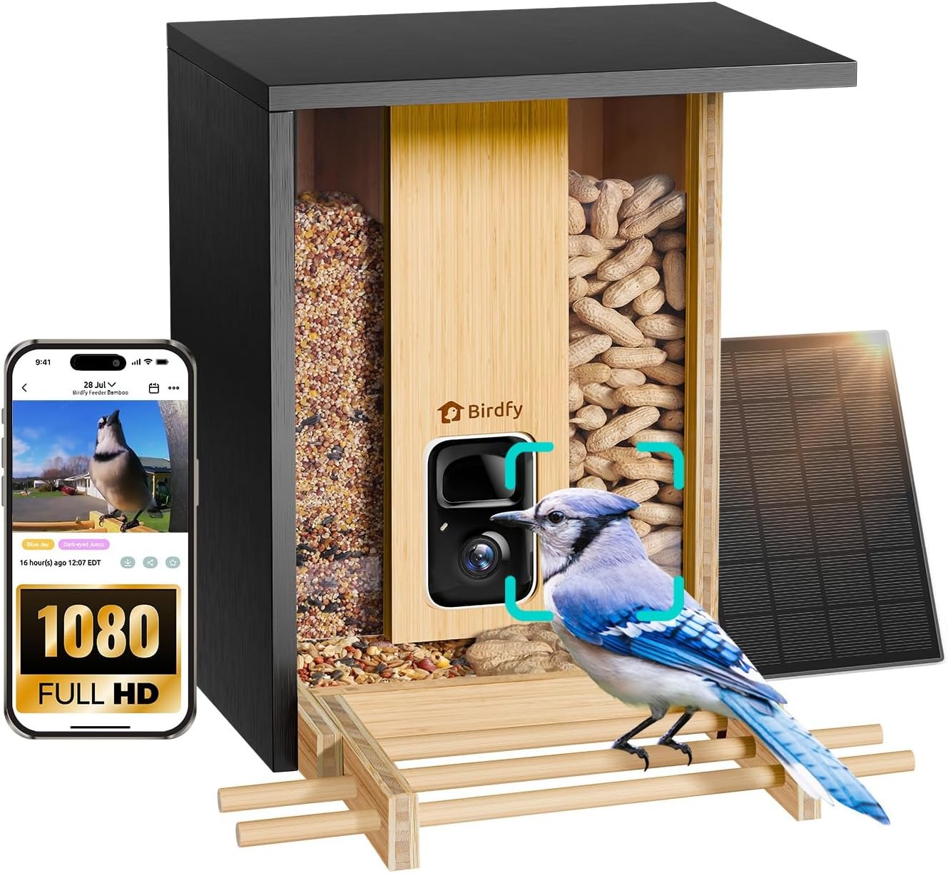 NETVUE by Birdfy Smart Bird Feeder with Camera Solar Powered, Permanent AI Identify 6000+ Bird Species & Motion Detection, Renewable Upgraded Bamboo Wood, Ideal Gift AI Permanent Service Already Checked Out
