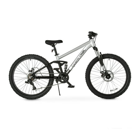 Ozark Trail 24" FS.1 Epictrail Full Suspension Mountain Bike, For Teens and Adults, Heights between 4'6"-5'6", Silver PM