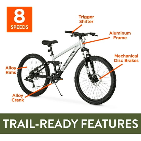 Ozark Trail 24" FS.1 Epictrail Full Suspension Mountain Bike, For Teens and Adults, Heights between 4'6"-5'6", Silver PM — photo 5