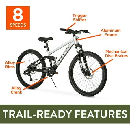 Ozark Trail 24" FS.1 Epictrail Full Suspension Mountain Bike, For Teens and Adults, Heights between 4'6"-5'6", Silver PM — photo 6