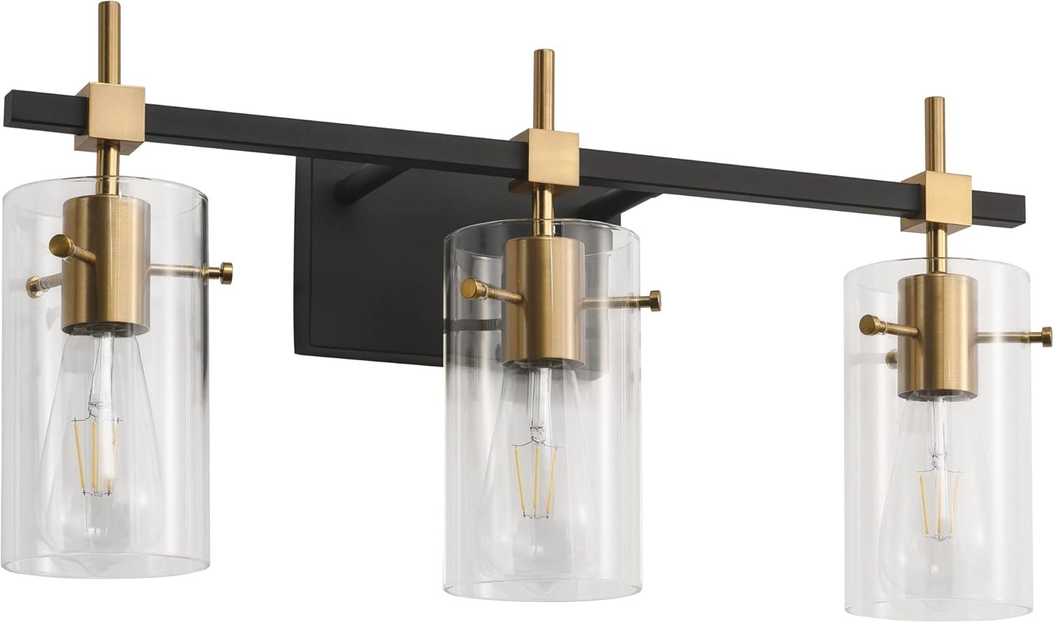 SOLFART Vintage Vanity Lights Bathroom Light Fixture Over Mirror for Bath Glass Shade Light Black and Brass Modern Style 3 Lights Black& Golden 3 Lights Item Location: NSH-13-09-03