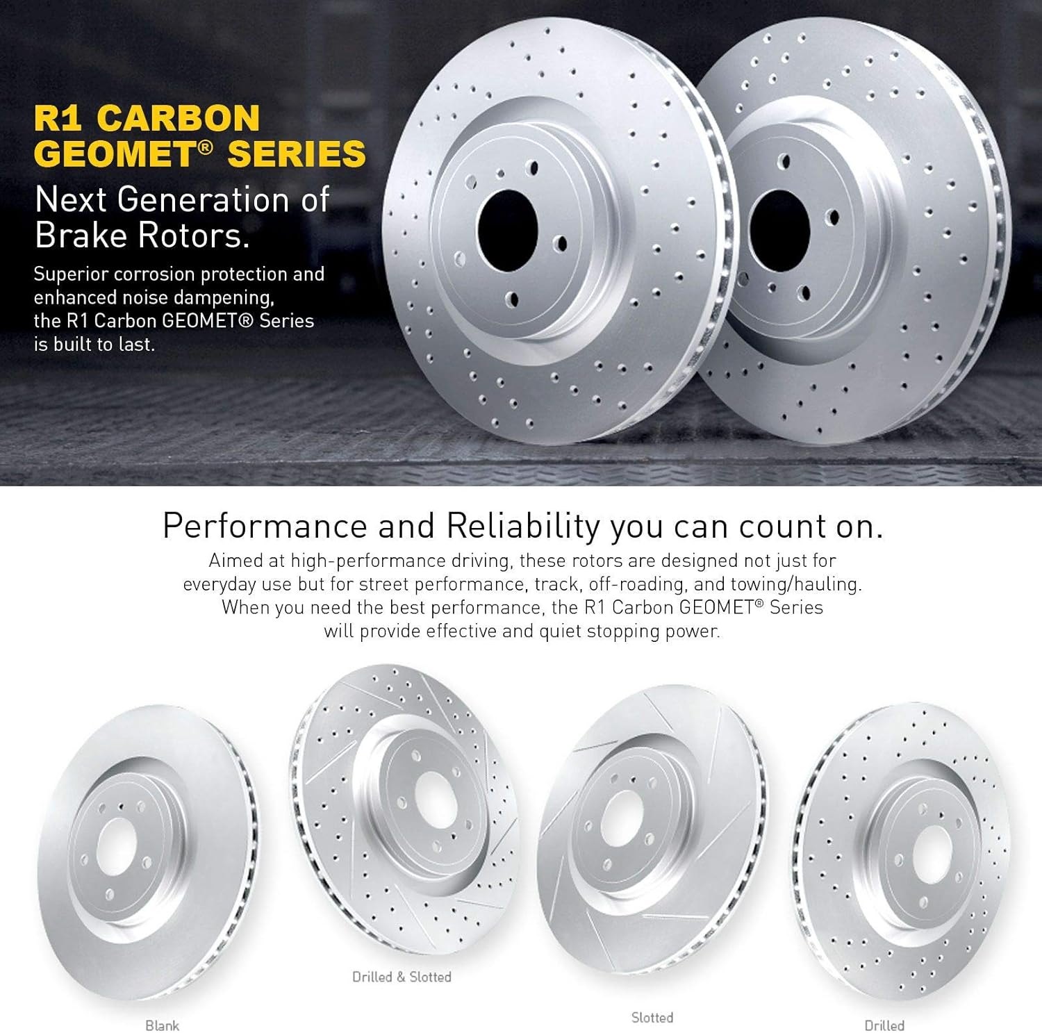 R1 Concepts Rear Brake Kit For 2019-2020 Audi A8, e-tron Quattro, Q8, 2020 Audi e-tron Sportback, S6, S8, 2017-2020 Audi Q7| Drilled Brake Rotors| Optimum OEP Brake Pads and Rotors Kit — photo 2