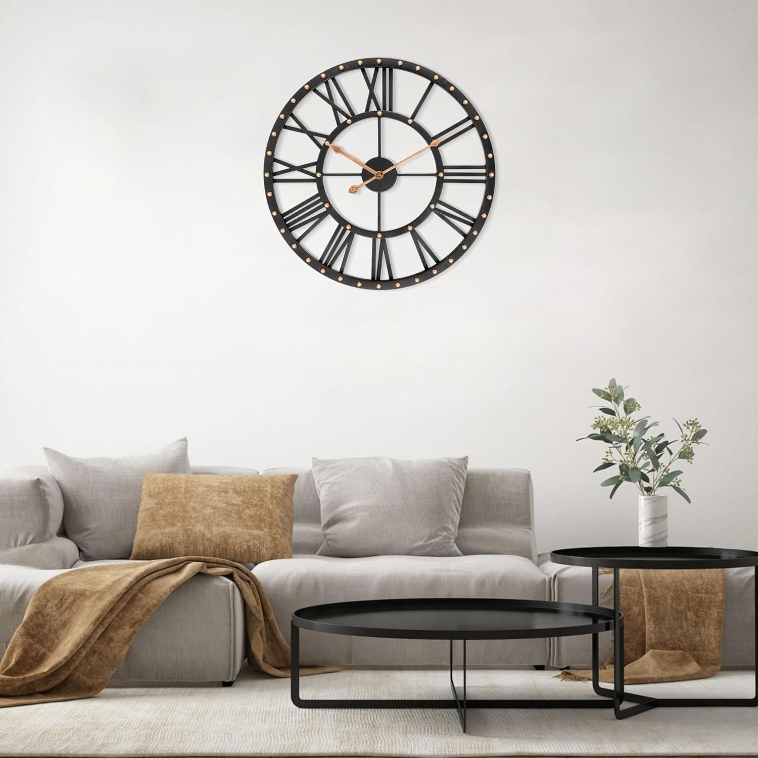 Shedoo Large Metal Wall Clock, 24 Inch Silent Non- Ticking Black Wall Clocks for Living Room Decor, Battery Operated Outdoor Clock for Patio, Bedroom, Dining Room Item Location: NSH-12-11-03 — photo 3