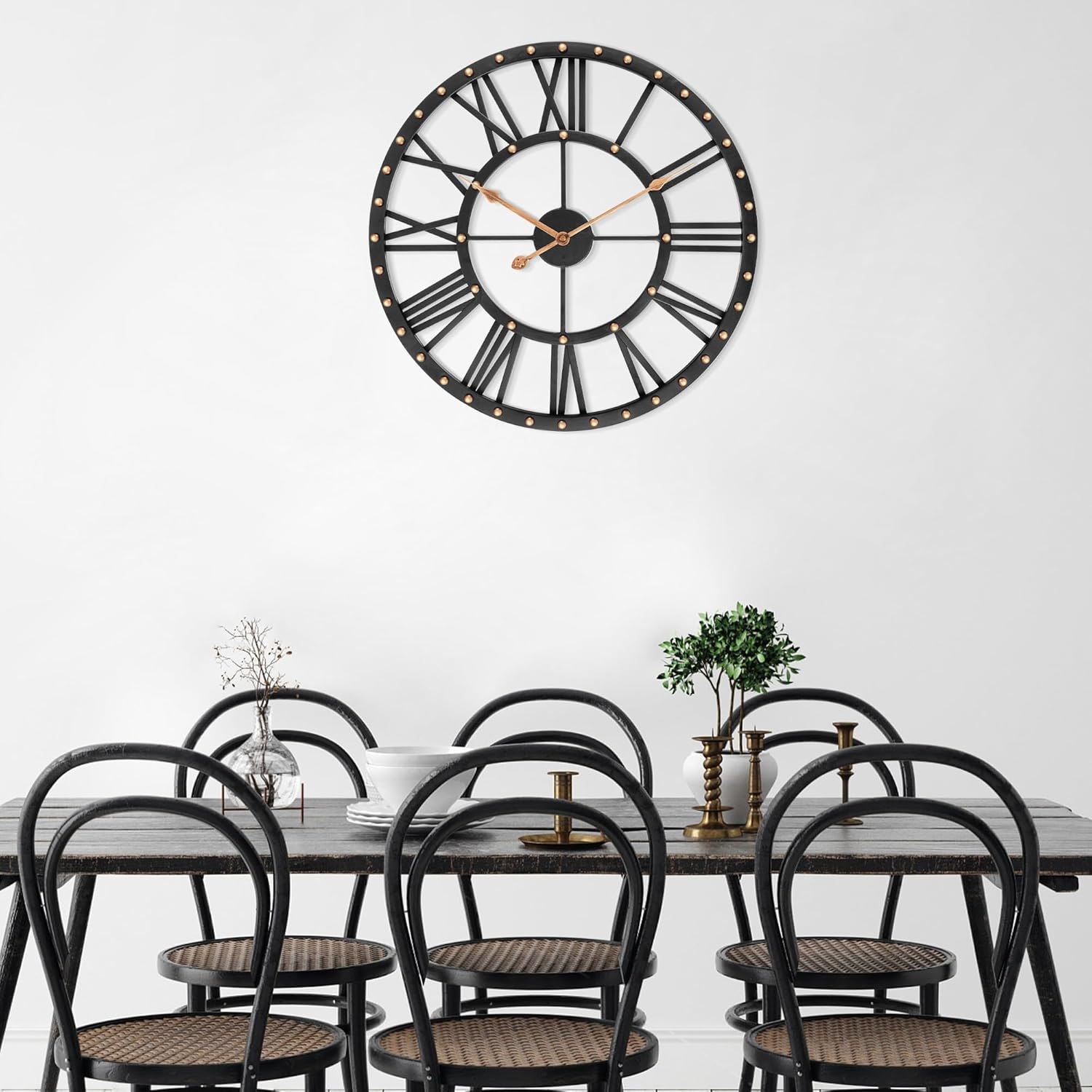 Shedoo Large Metal Wall Clock, 24 Inch Silent Non- Ticking Black Wall Clocks for Living Room Decor, Battery Operated Outdoor Clock for Patio, Bedroom, Dining Room Item Location: NSH-12-11-03 — photo 4