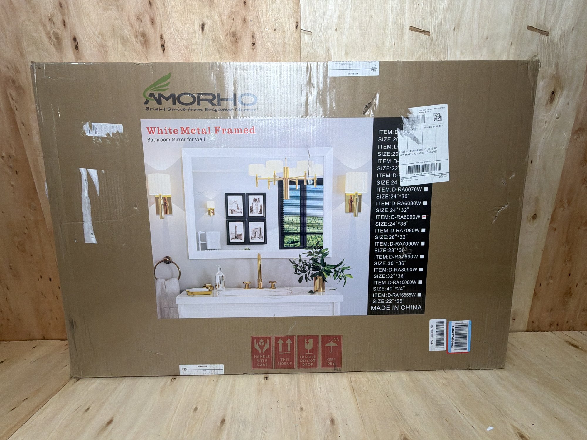 Amorho Bathroom Mirror, 24x36 Inch White Thick Metal Framed Wall Mirrors for Over Sink, Bedroom, Living Room, Entryway, Rectangle Wall-Mounted Mirrors(Horizontal/Vertical). White 36"L x 24"W
