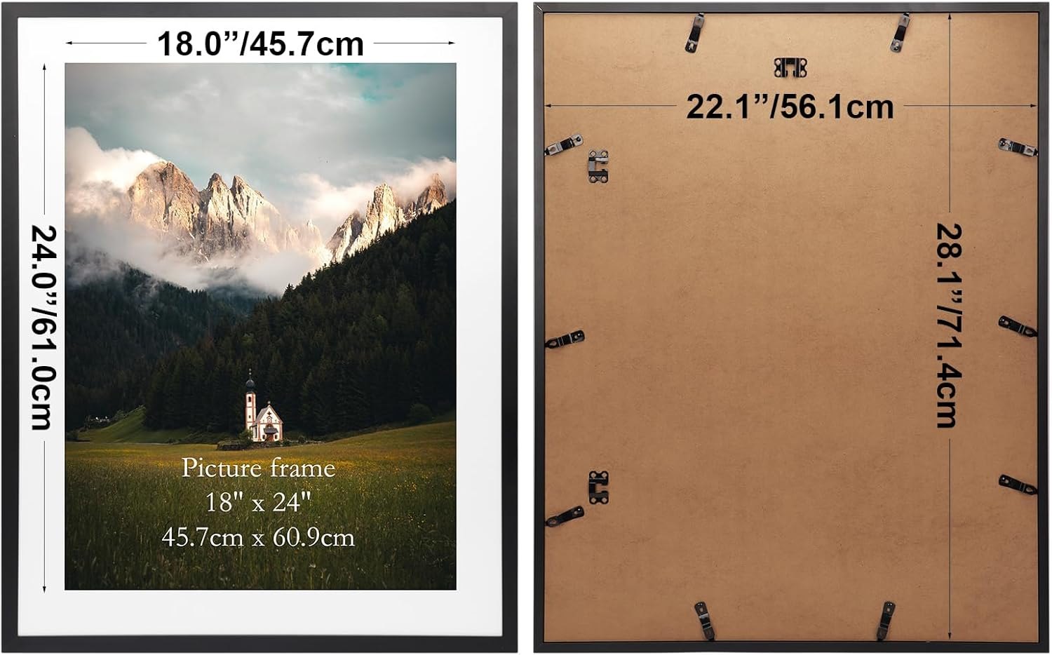 Giftgarden 18x24 Poster Frame with Mat Set of 4, 22x28 Frame Matted to 18x24 Picture for Wall Hanging, Black 22x28 Black — photo 2