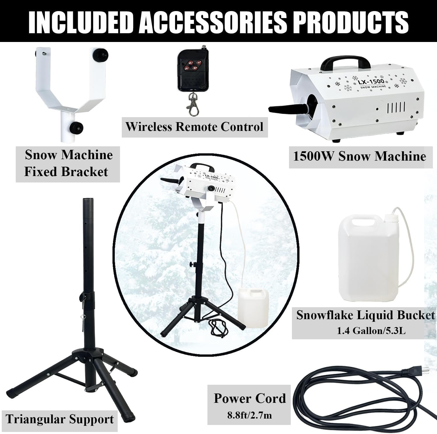 LANGXUN 1500W Snow Machine with Manual & Wireless Remote Control | Large Output Snowmaking Machine for Indoor & Outdoors | Adjustable Snowflake Size | Perfect for Christmas, Weddings, and Parties — photo 2