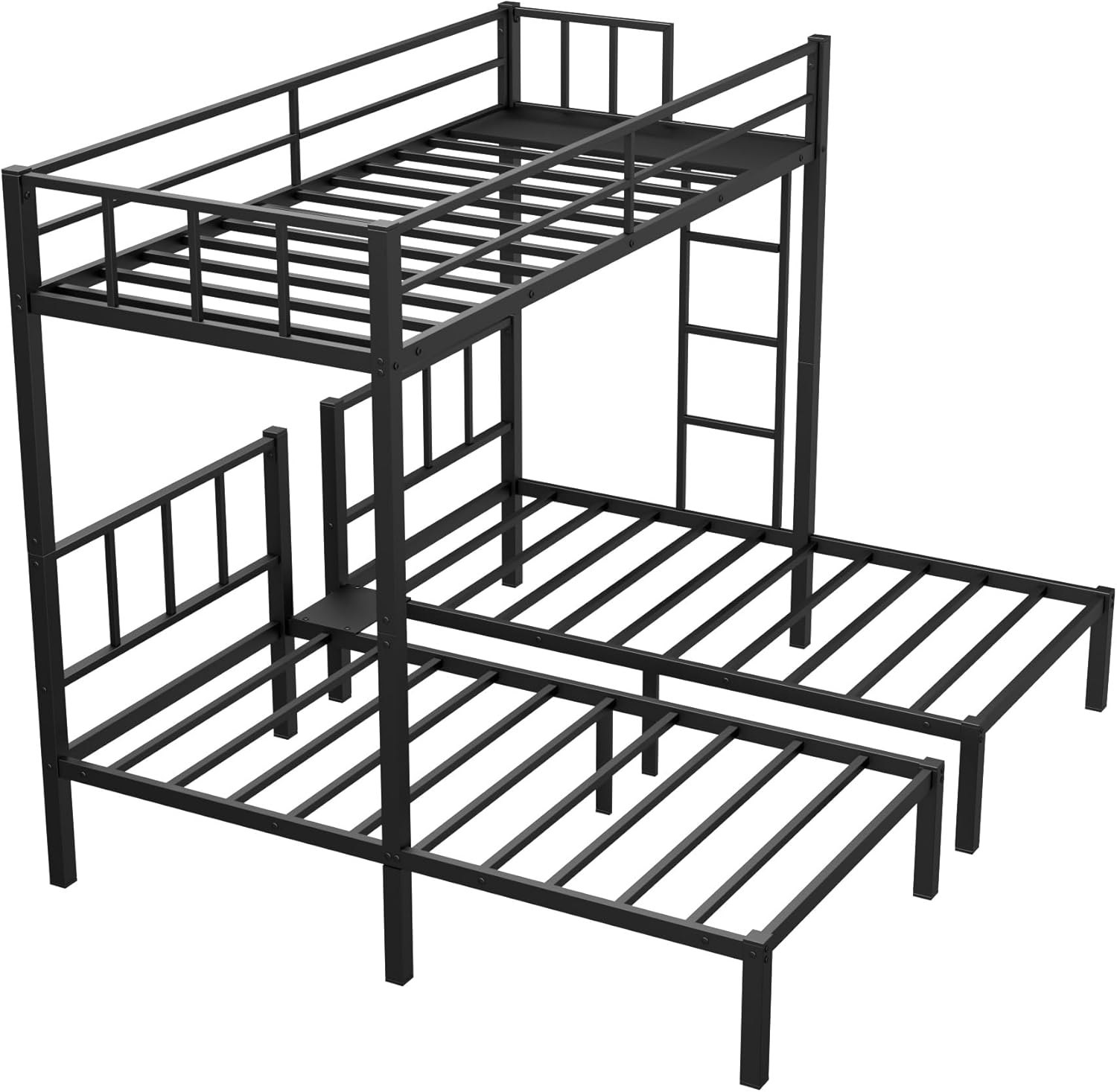 Twin Over Twin Over Twin Triple Bunk Bed for Kids,3 Bed Bunk Beds for 3,Metal Triple Bunk Beds with Built-in Desk,Separates Into 3 Twin Beds,Noise Reduced Structure,Black Black Shelf Twin over Twin over Twin — photo 6