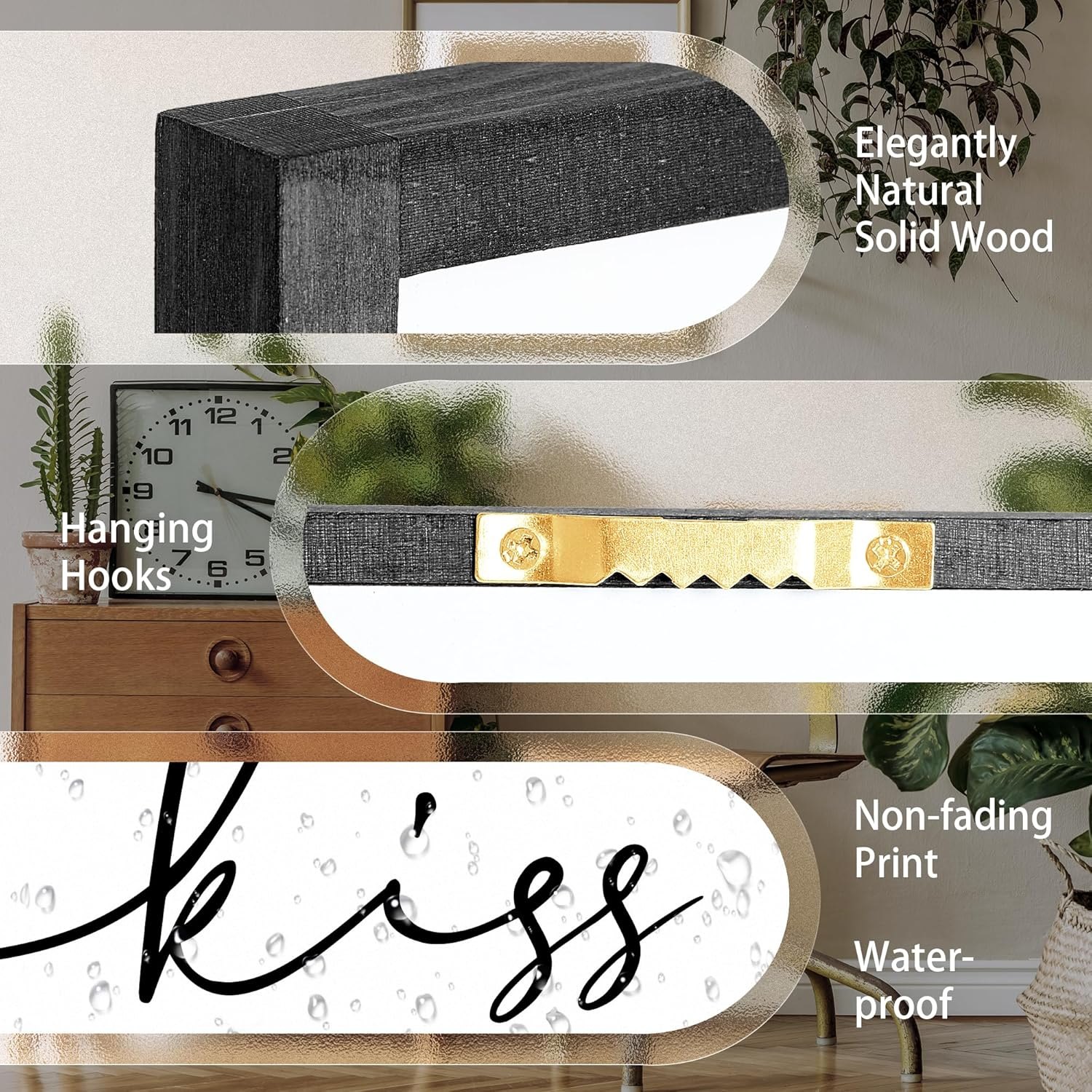 Set of 3 Framed Always Kiss Me Goodnight Sign 11"x14" Living Room Wall Decor for Farmhouse Rustic Home Wall Art Wood Signs 11"x14" Black — photo 4