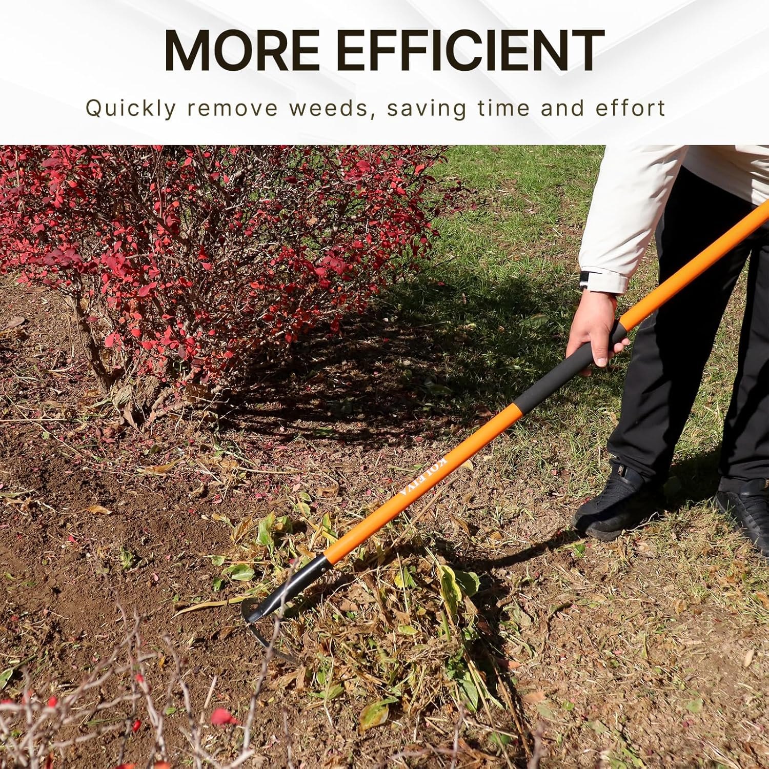 Sharpened Garden Hoe 57 Inch Heavy Duty Weeding Hoe with 8.3 Inch Blade and Fiberglass Handle Pre Sharpened for Effortless Cutting Lawn and Soil Tool — photo 5