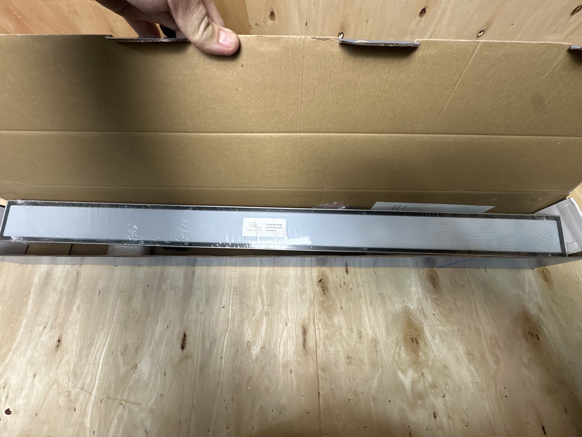 SaniteModar Linear Shower Drain, Linear Drain 36 inch with Tile Insert 2 in 1 Panels, AISI 304 Stainless Steel Brushed Shower Floor Drain with Adjustable Feet and Hair Catcher Tile Insert Grate 36 inch — photo 2