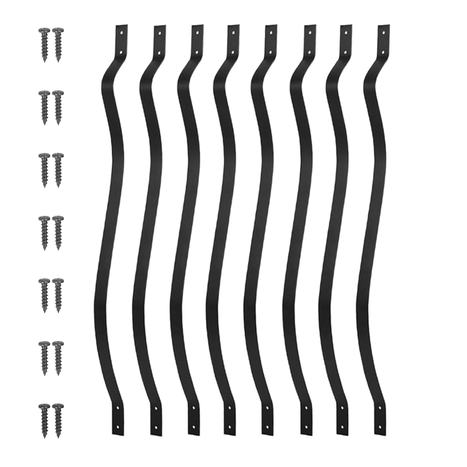 15-Pack 32.25 Inch Metal Deck Spindles, Staircase Balusters with Screws, Wavy Iron Railing for Outdoor Stair Porch 32.25\"