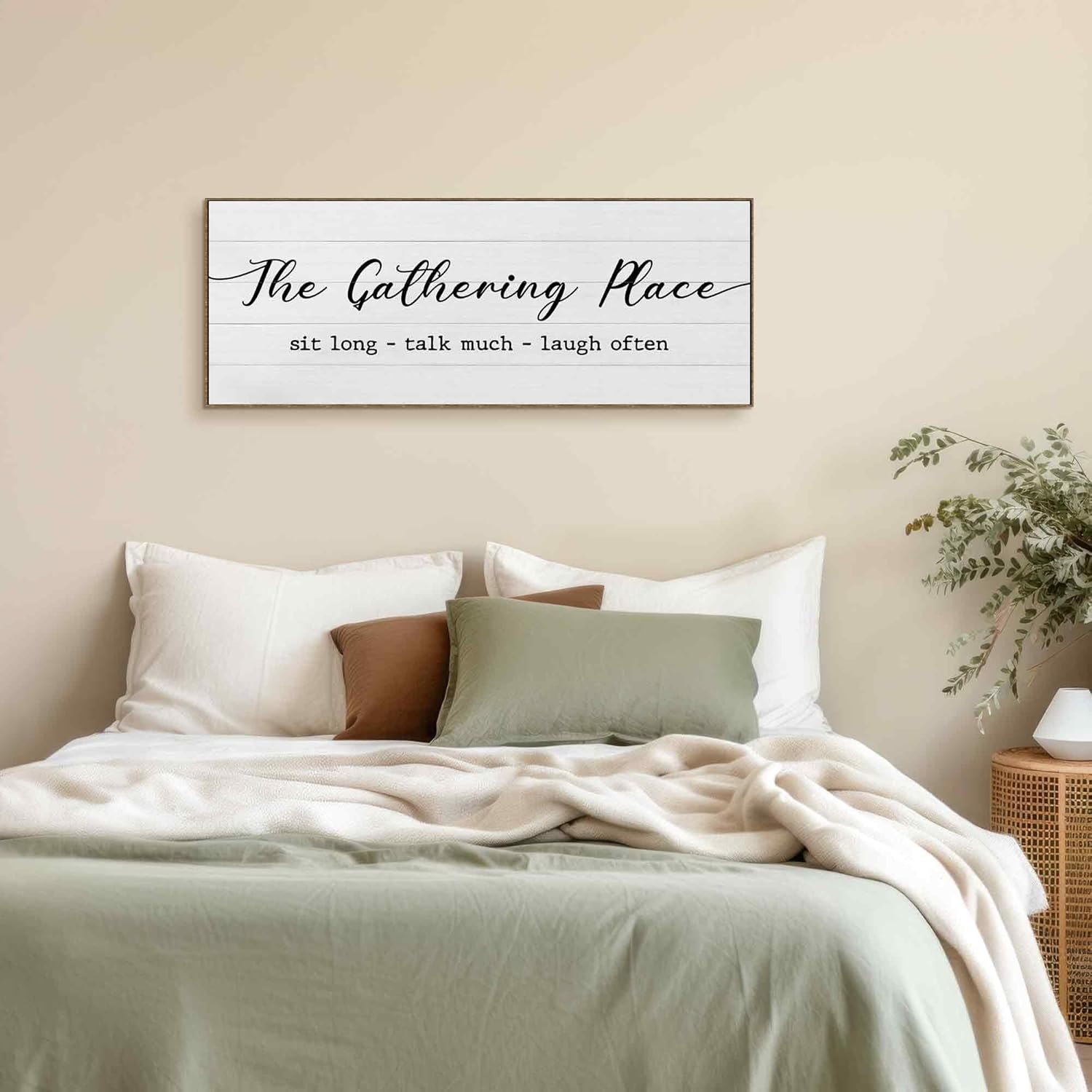 the Gathering Place Sign Large Wall Art Decor Framed for Dining Room Kitchen 15x40, Gather Canvas Wall Art Print for Bedroom Living Room, Rustic Farmhouse Signs Wall Artwork Picture — photo 2