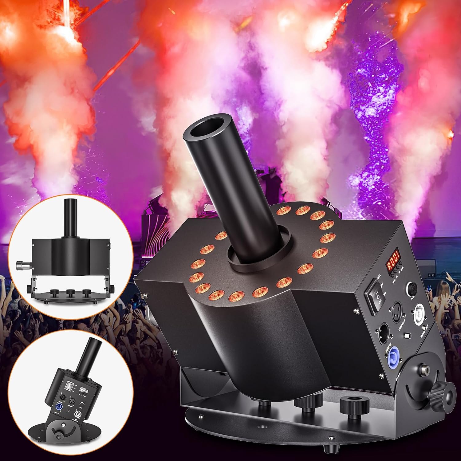 CO2 Jet Machine, 300W CO2 Cannon with LED Lights, Professional DMX CO2 Fog Machine Air Column, LED Stage Smoke Machine for DJ, Wedding, Party, Events, Festival (1pc) — photo 2