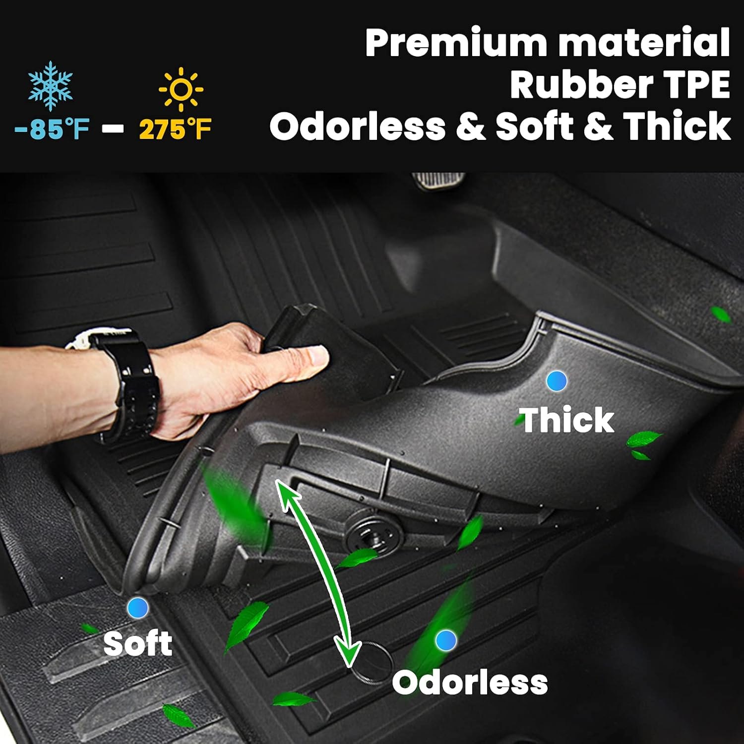 AUXKO All Weather Floor Mats & Cargo Mat for 2025-2021 Chevrolet Tahoe & GMC Yukon(Not XL) & Cadillac Escalade 7 Seat 2 Row Bucket Seat Accessories Odorless Anti-Slip Liner Black tahoe&yukon 7p|2021-2025|floor+cargo mats — photo 2
