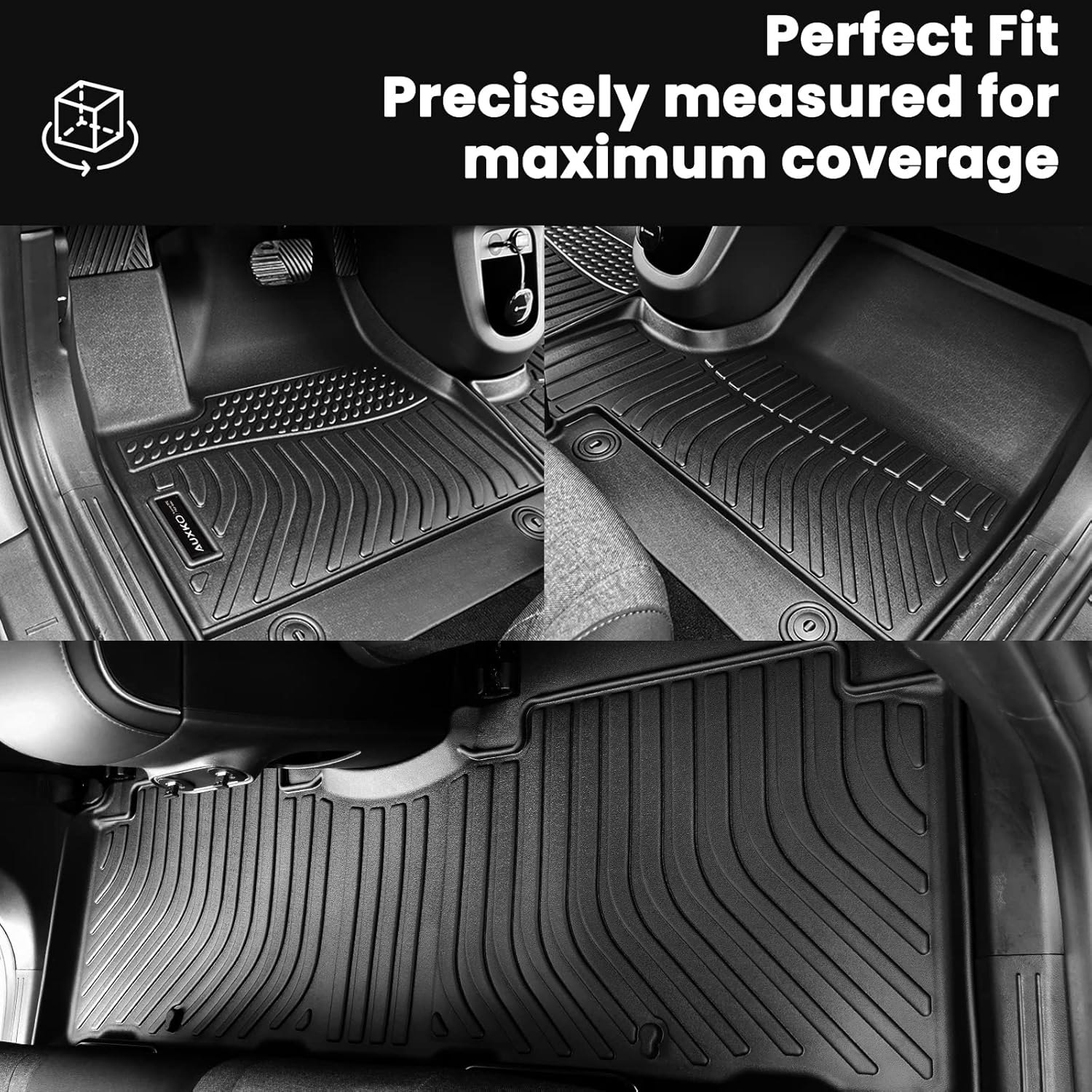 AUXKO All Weather Floor Mats & Cargo Mat for 2025-2021 Chevrolet Tahoe & GMC Yukon(Not XL) & Cadillac Escalade 7 Seat 2 Row Bucket Seat Accessories Odorless Anti-Slip Liner Black tahoe&yukon 7p|2021-2025|floor+cargo mats — photo 3
