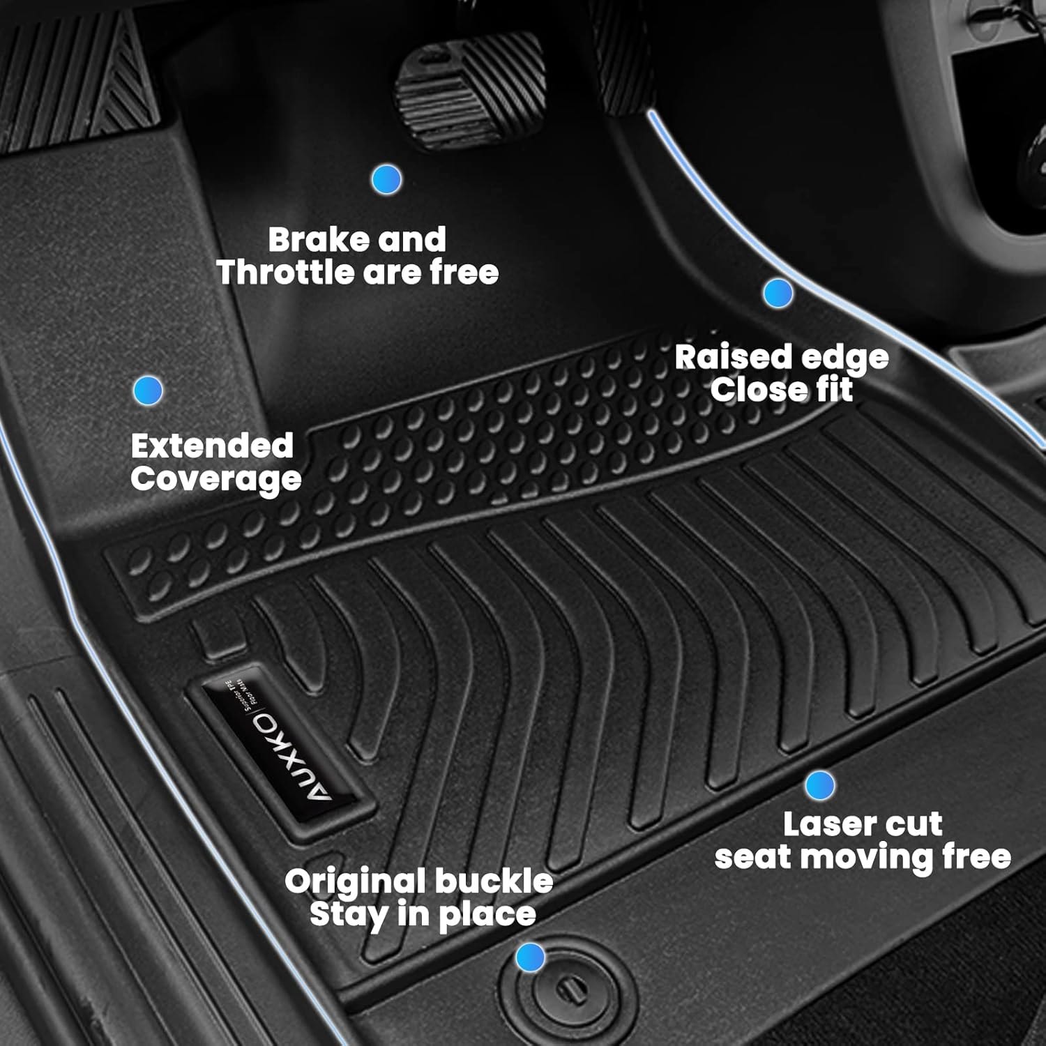 AUXKO All Weather Floor Mats & Cargo Mat for 2025-2021 Chevrolet Tahoe & GMC Yukon(Not XL) & Cadillac Escalade 7 Seat 2 Row Bucket Seat Accessories Odorless Anti-Slip Liner Black tahoe&yukon 7p|2021-2025|floor+cargo mats — photo 4
