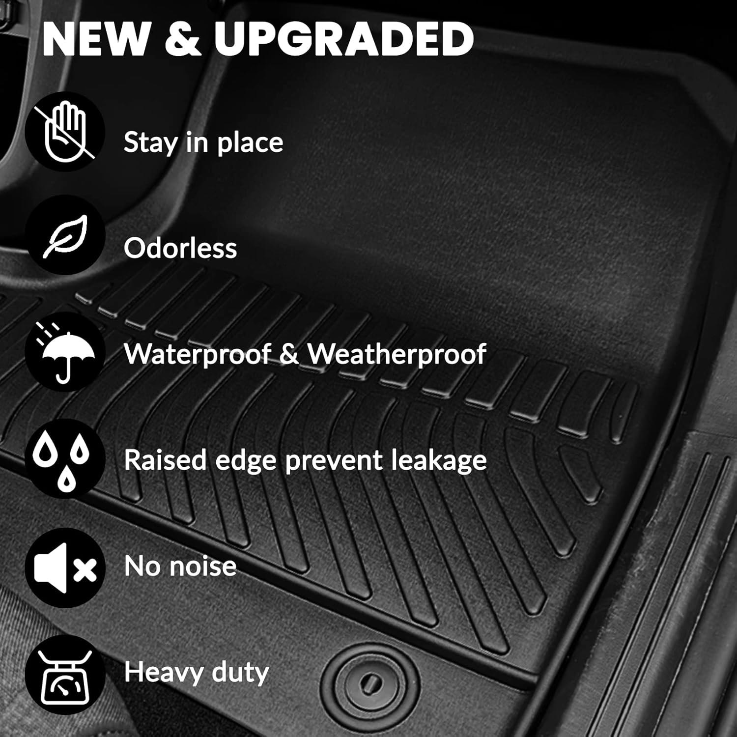 AUXKO All Weather Floor Mats & Cargo Mat for 2025-2021 Chevrolet Tahoe & GMC Yukon(Not XL) & Cadillac Escalade 7 Seat 2 Row Bucket Seat Accessories Odorless Anti-Slip Liner Black tahoe&yukon 7p|2021-2025|floor+cargo mats — photo 5