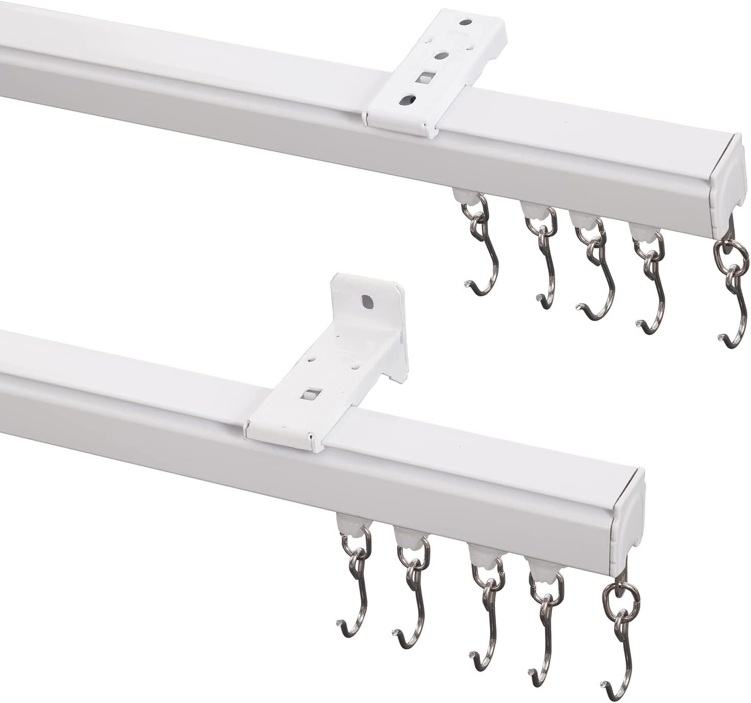 ChadMade Ceiling Track Kit with Hooks, Wall Mount Curtain Track, x-Large Size for Space 12ft - 18ft Wide, Single Window Rods Work with Grommet and Pinch Pleated Curtain 12-18ft (144-216in)