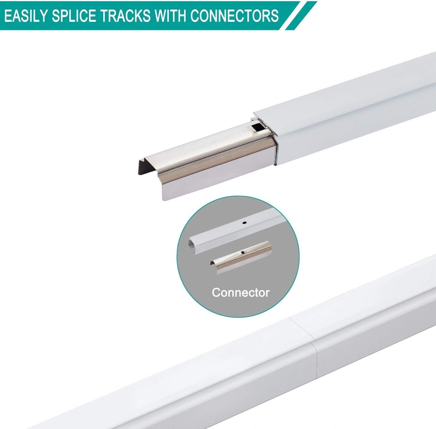 ChadMade Ceiling Track Kit with Hooks, Wall Mount Curtain Track, x-Large Size for Space 12ft - 18ft Wide, Single Window Rods Work with Grommet and Pinch Pleated Curtain 12-18ft (144-216in) — photo 5