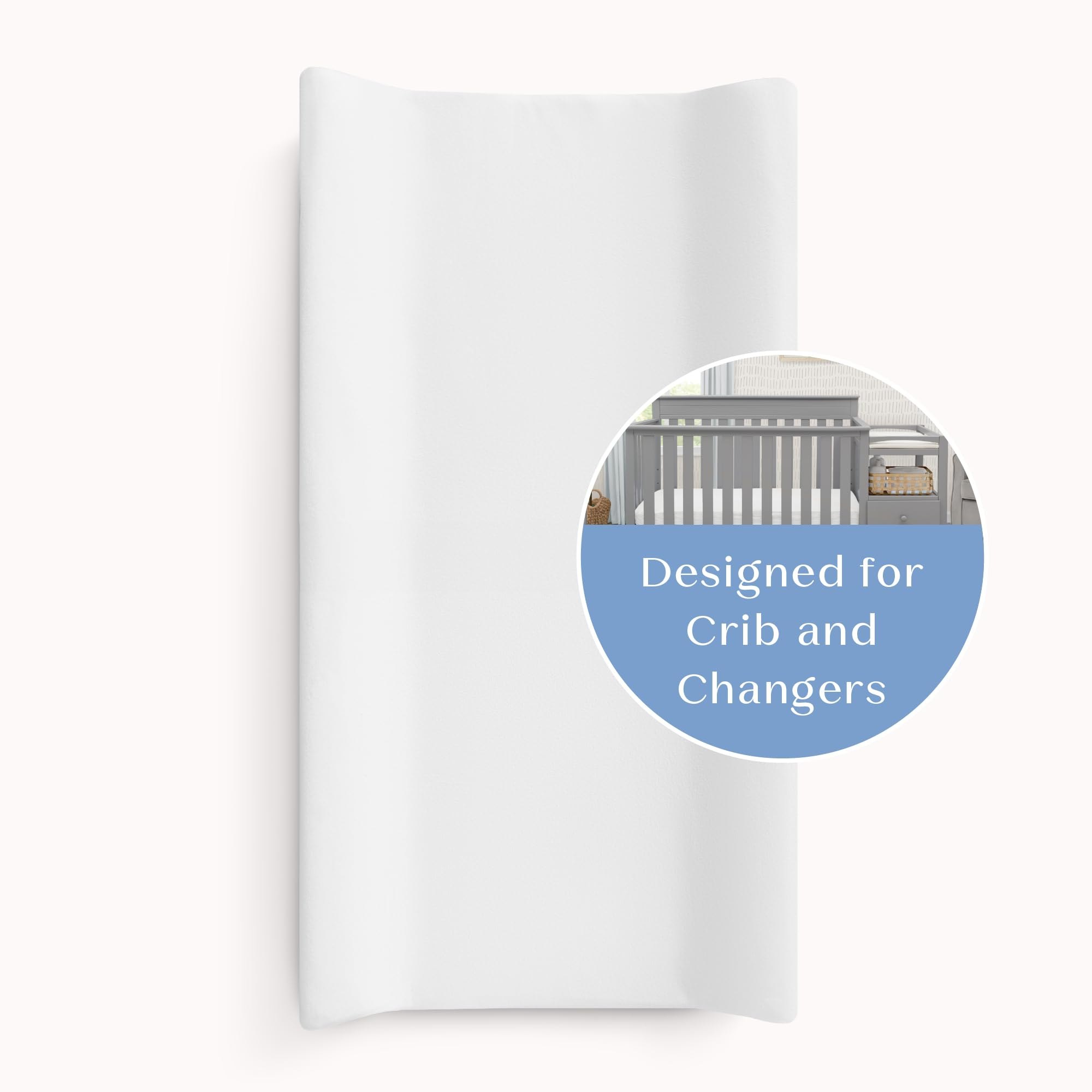Delta Children Crib and Changer Changing Pad and Plush Cover - Works with Crib and Changers - Machine Washable Cover. Waterproof, White — photo 2